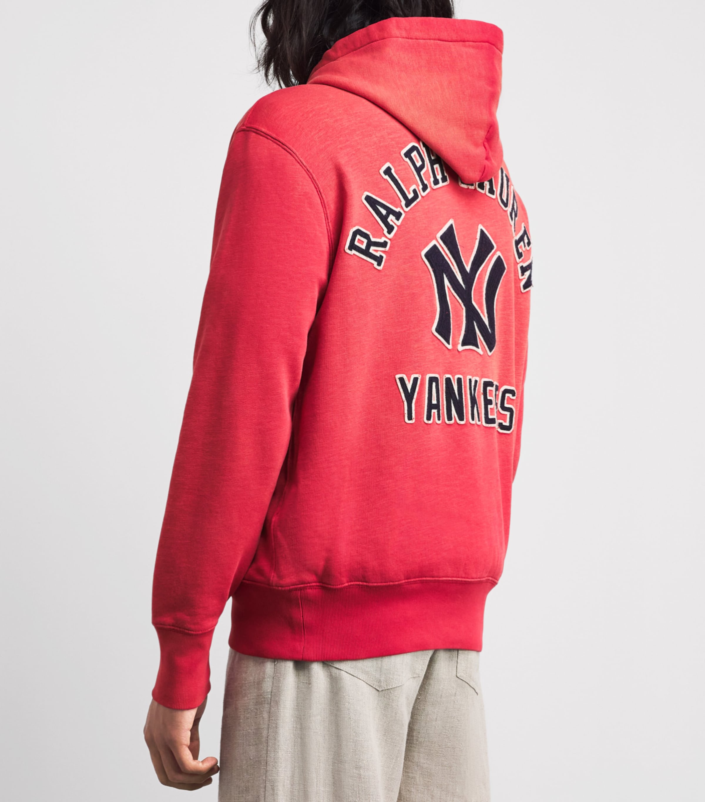Polo Ralph Lauren Mens x Yankees Logo Hoodie Sunrise Red Image 5