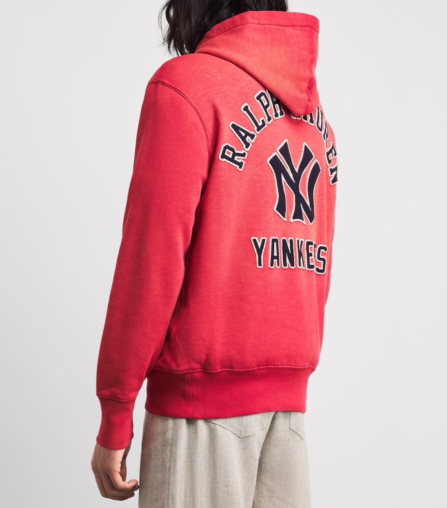 Polo Ralph Lauren Mens x Yankees Logo Hoodie Sunrise Red Image 5
