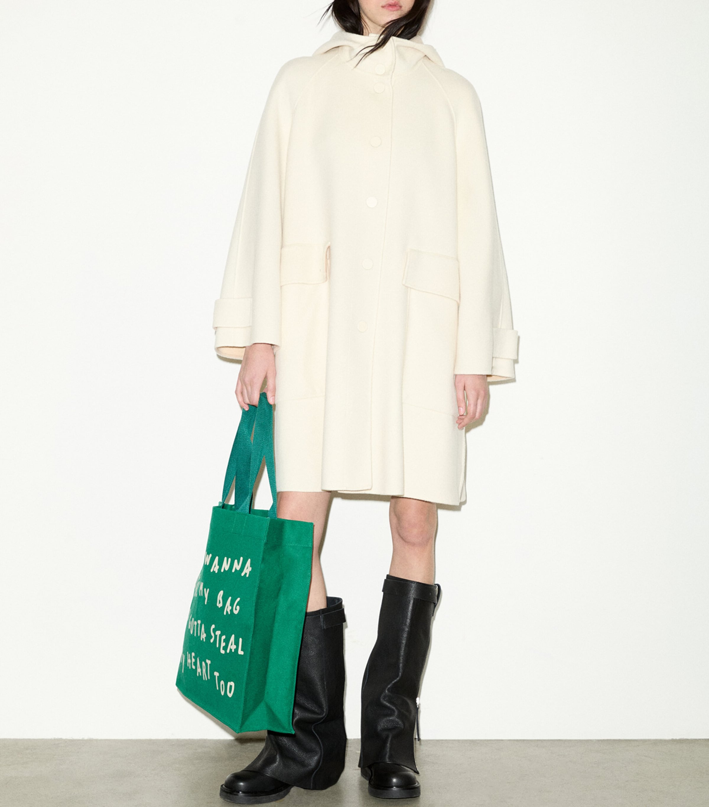 MAX&Co. Womens Wool Hooded Coat Wool White Image 2
