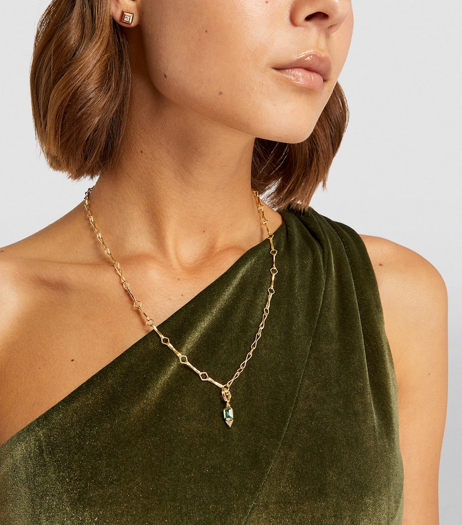 Yellow Gold, Diamond and Emerald Charm GREEN Image 3