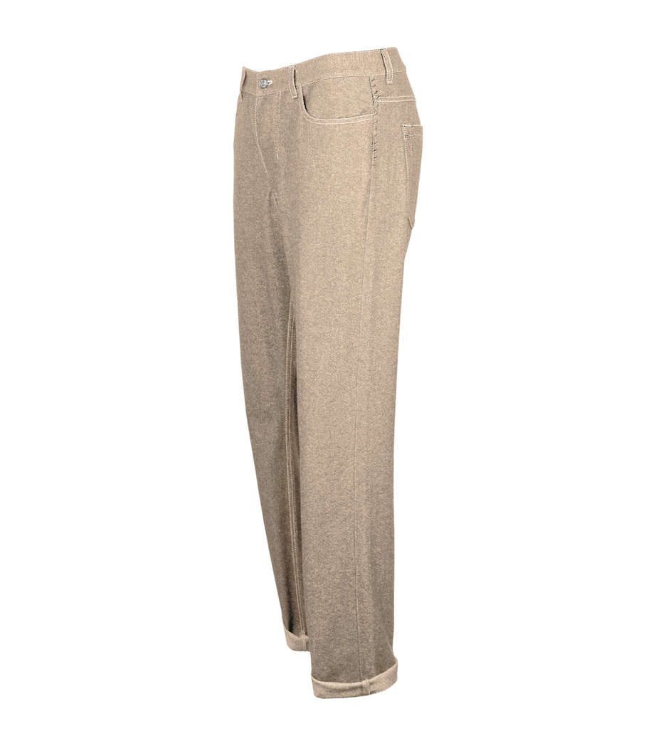 Alan Scott Mens Cashmere-Blend Relaxed Jeans Natural Image 2