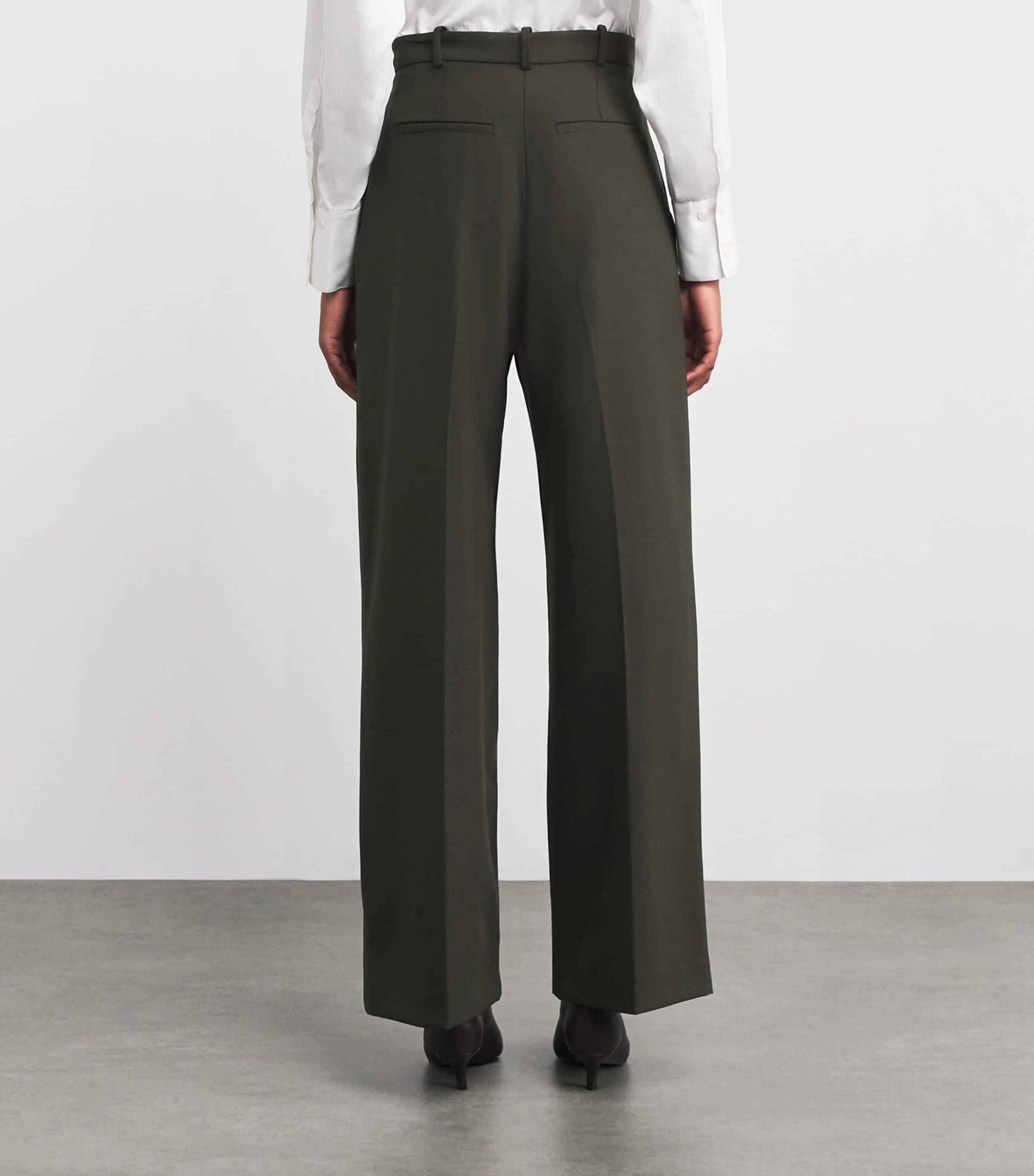 Wool-Blend Wide-Leg Trousers KHAKI Image 4