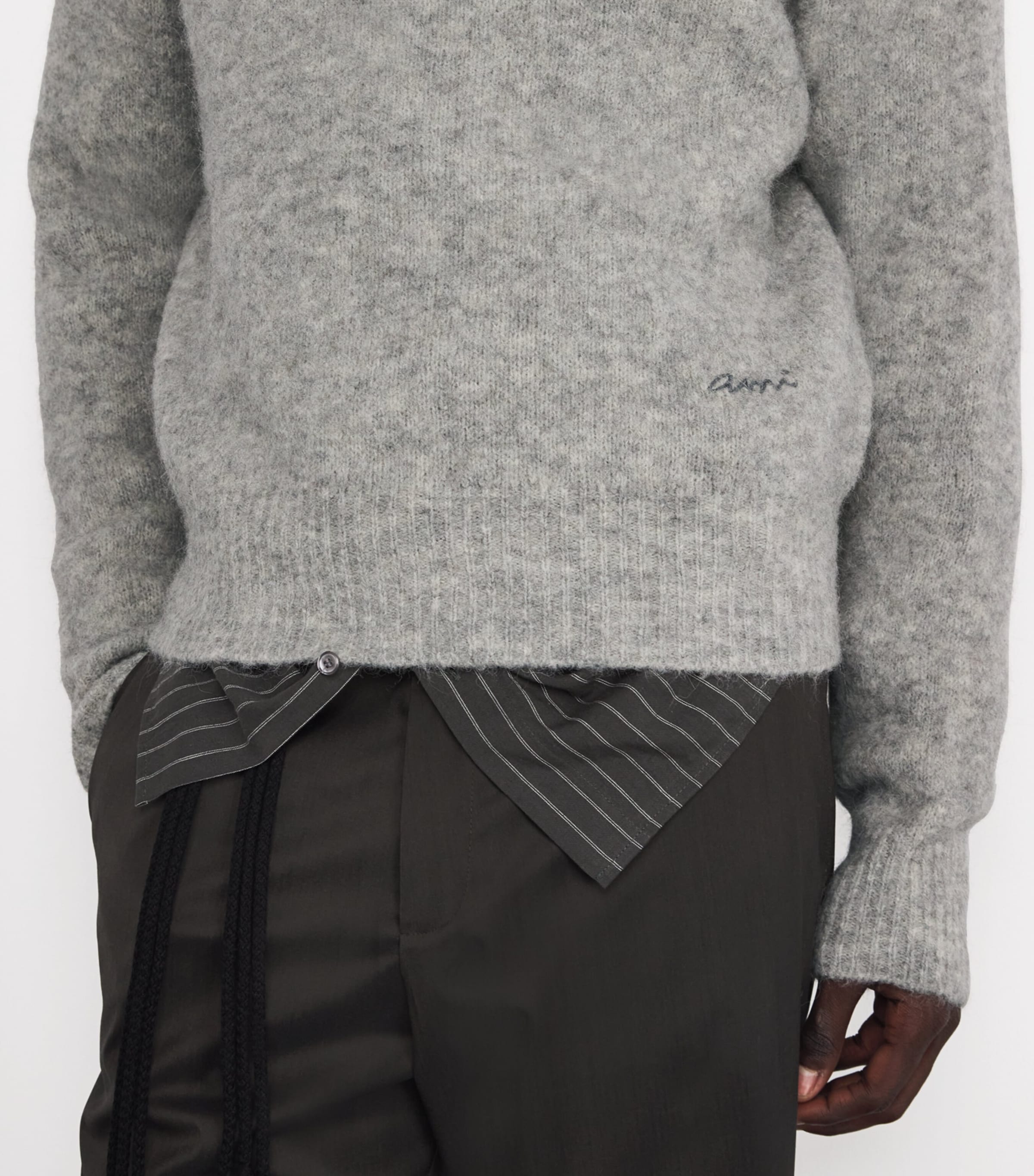 Wool-Blend Ami Polo Sweater 050 - GRIS Image 6
