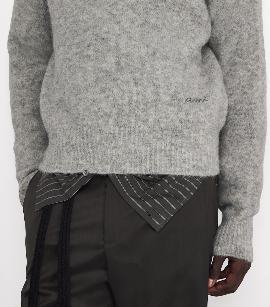 Wool-Blend Ami Polo Sweater 050 - GRIS Image 6