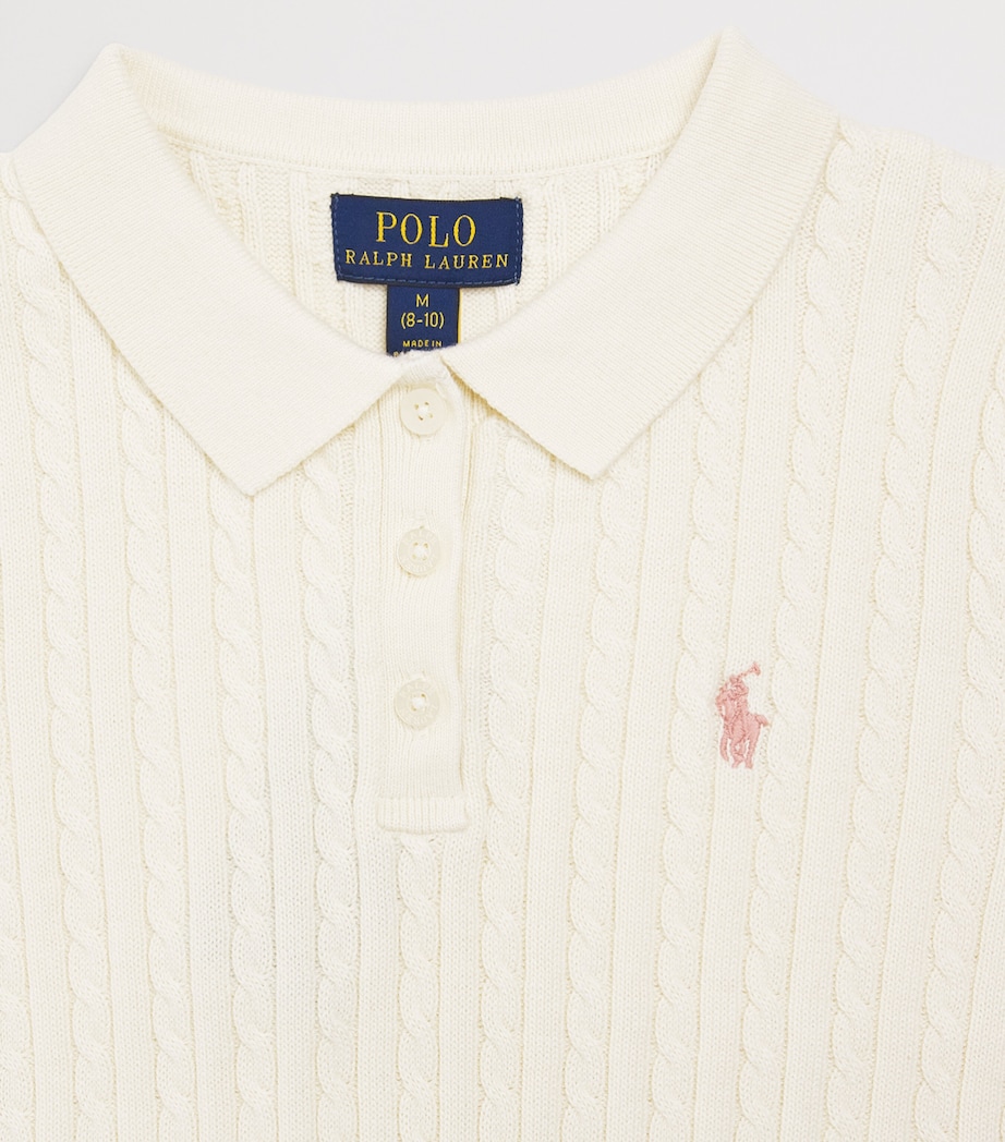 Ralph Lauren Kids Cotton Cable-Knit Polo Shirt (6-14 Years) Clubhouse Cream Image 3