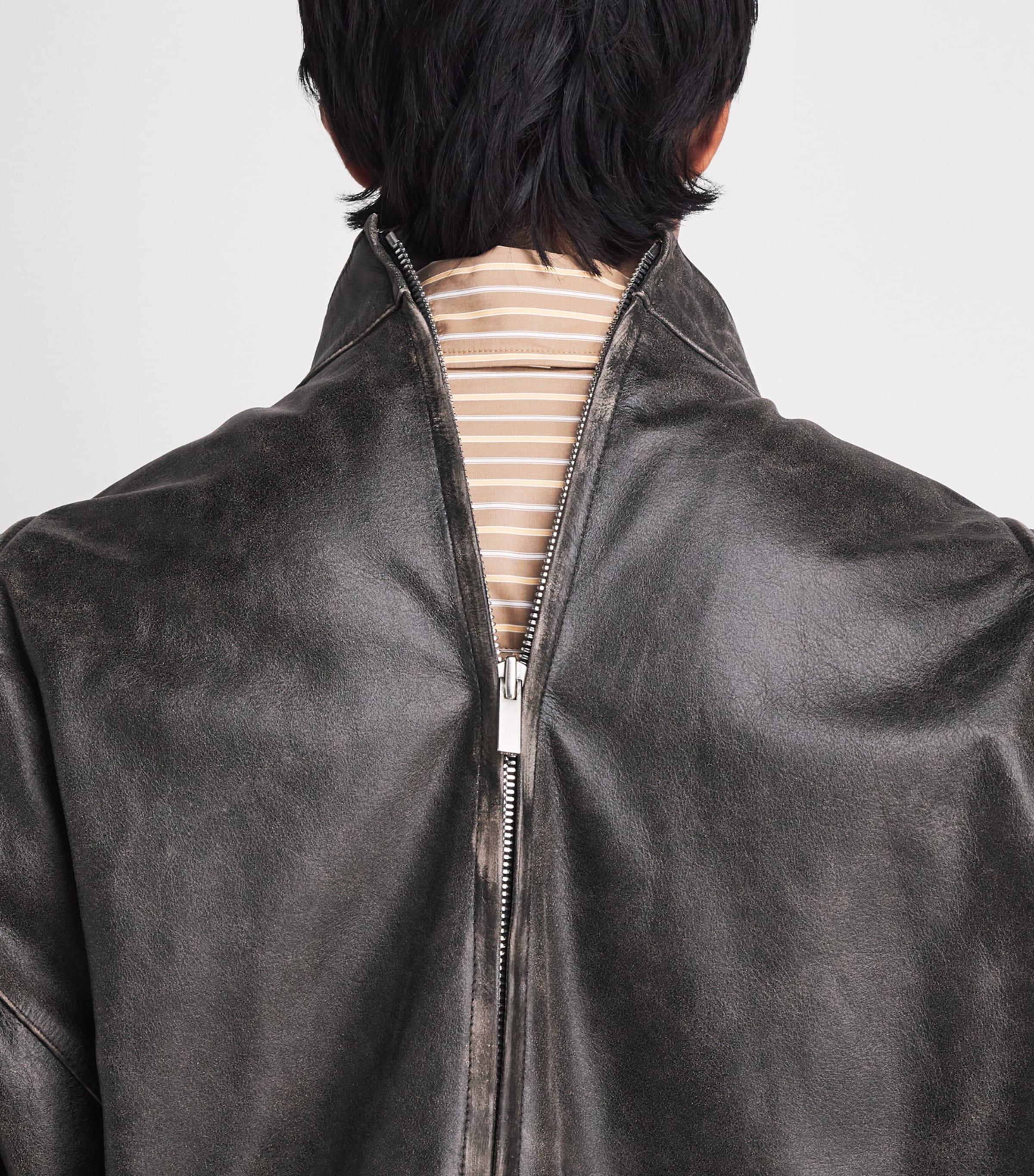 System Mens Leather Motorcycle Jacket Dark Brown Image 3