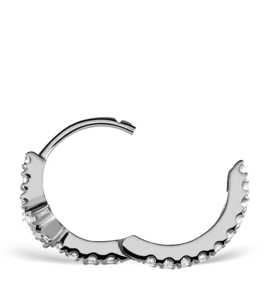 White Gold Diamond Star Eternity Hoop Earring (8mm) WHITE GOLD Image 3