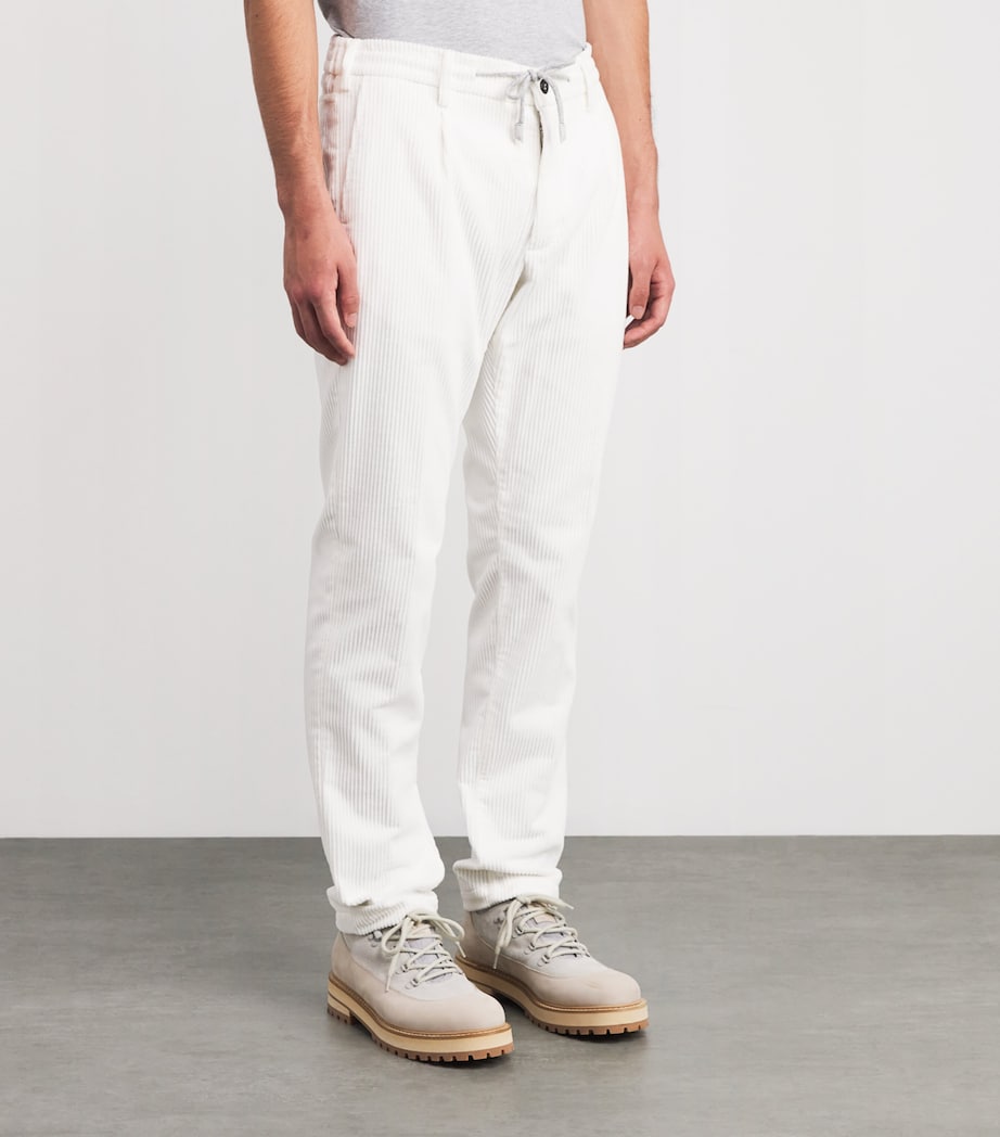 Cotton Corduroy Drawstring Straight Trousers BIANCO Image 3