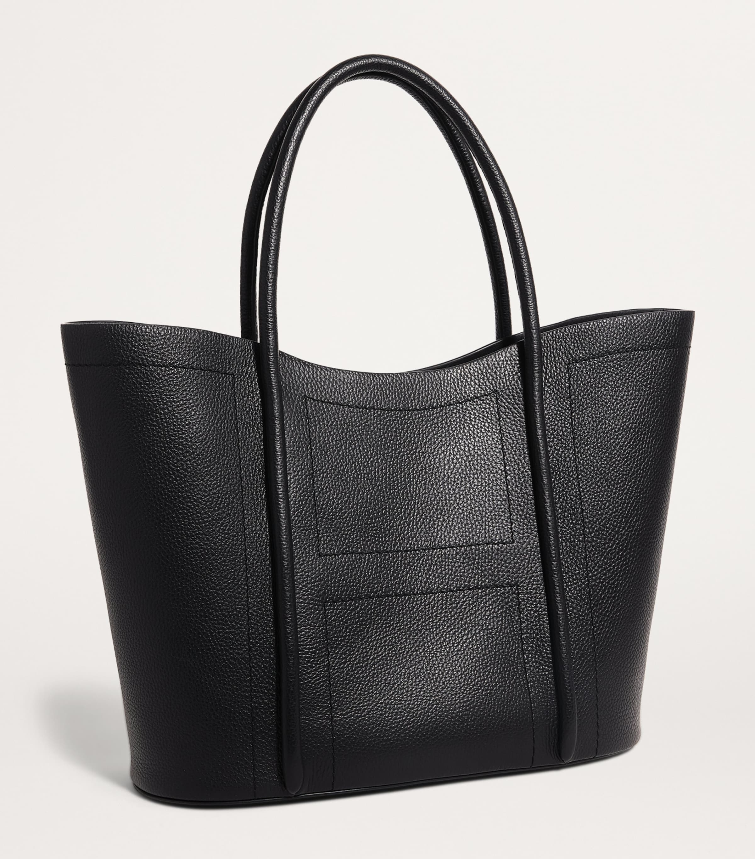 Large Leather Rope Tote Bag BLACK Image 3
