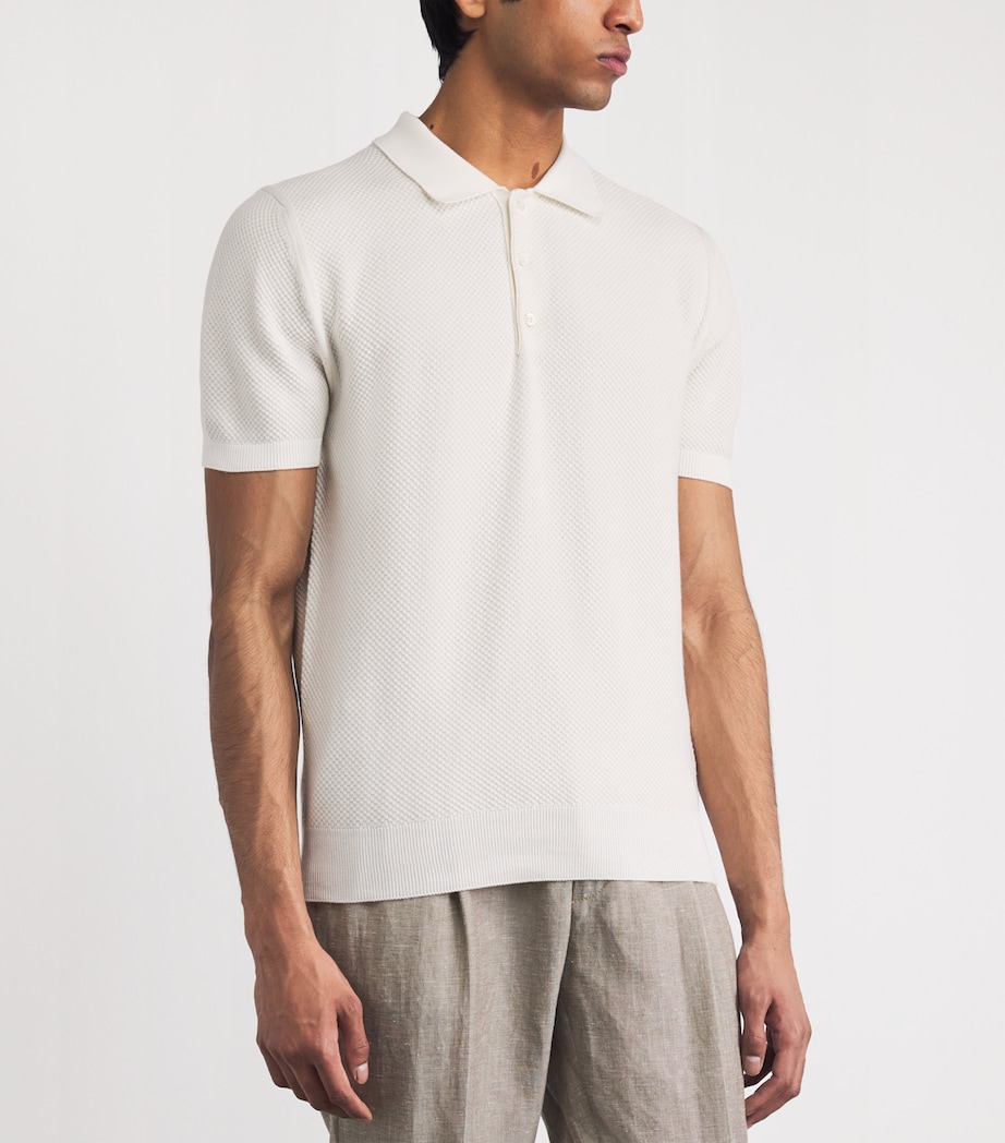 Canali Mens Cotton Micro-Jacquard Polo Shirt Image 4