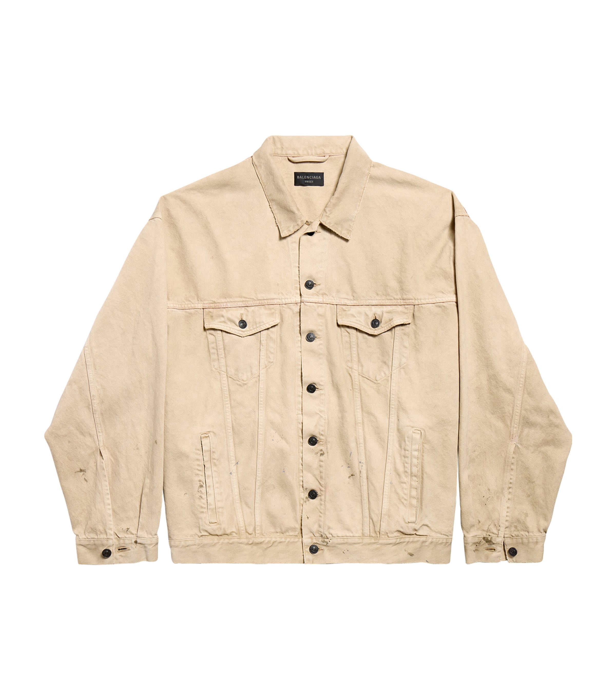 Balenciaga Beige Denim Jacket With Contrast Logo Embroidery In Neutral
