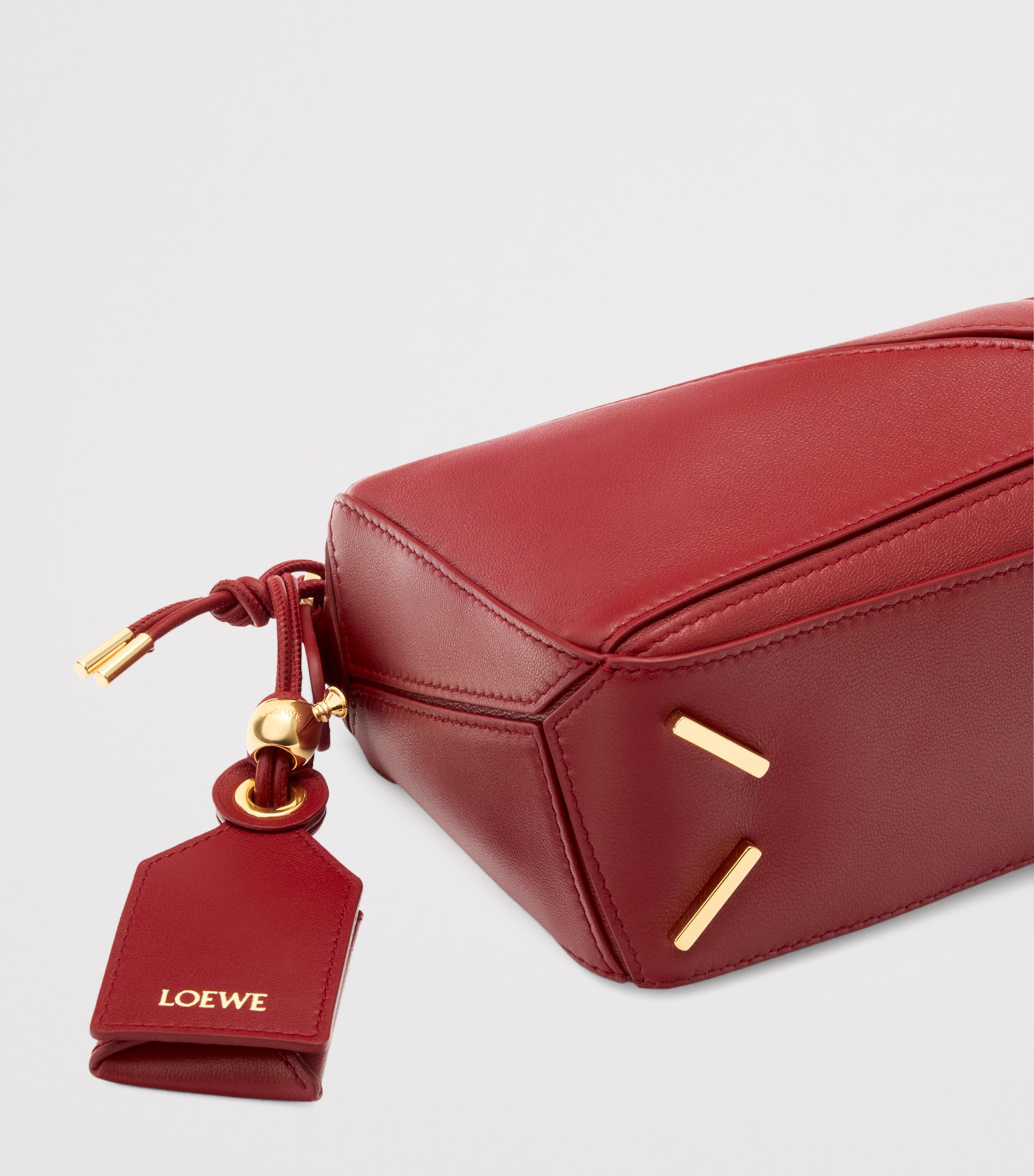 x Paula's Ibiza Mini Lambskin Puzzle Top-Handle Bag BURNT RED Image 9