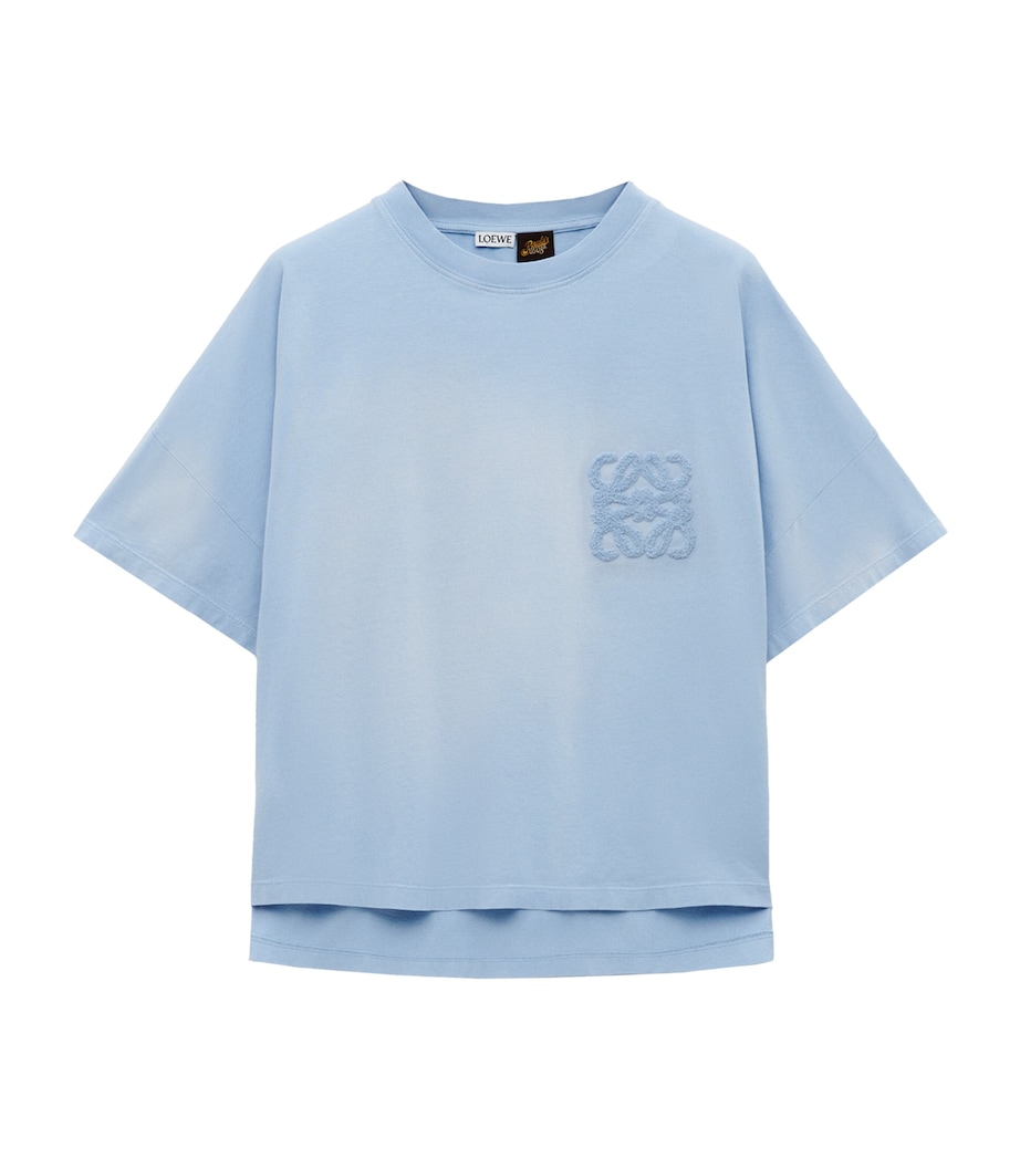 LOEWE Womens x Paula's Ibiza Cotton-Blend Anagram T-Shirt Sky Blue Image 1