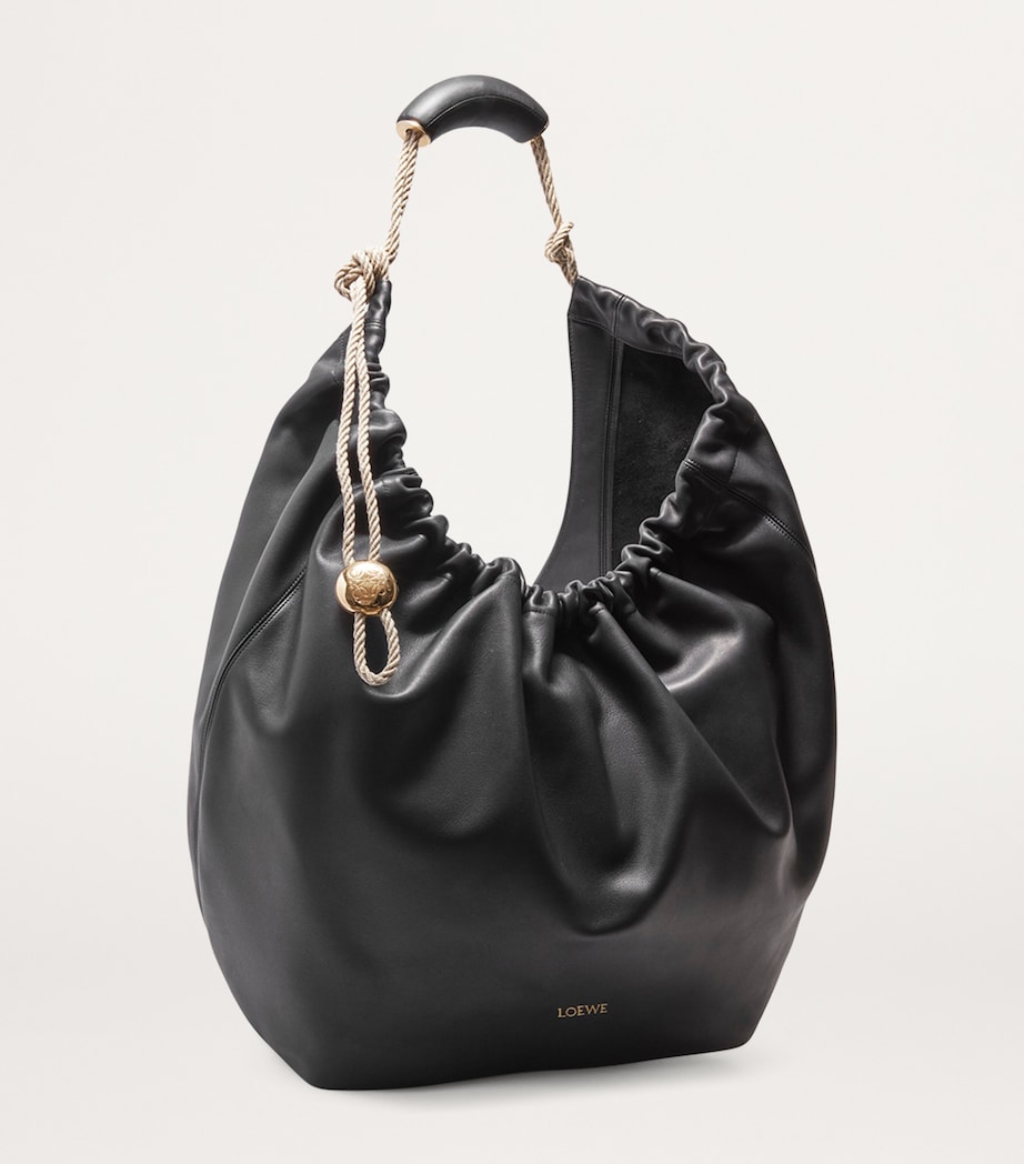 LOEWE XL Leather Squeeze Cord Top-Handle Bag Black Image 2