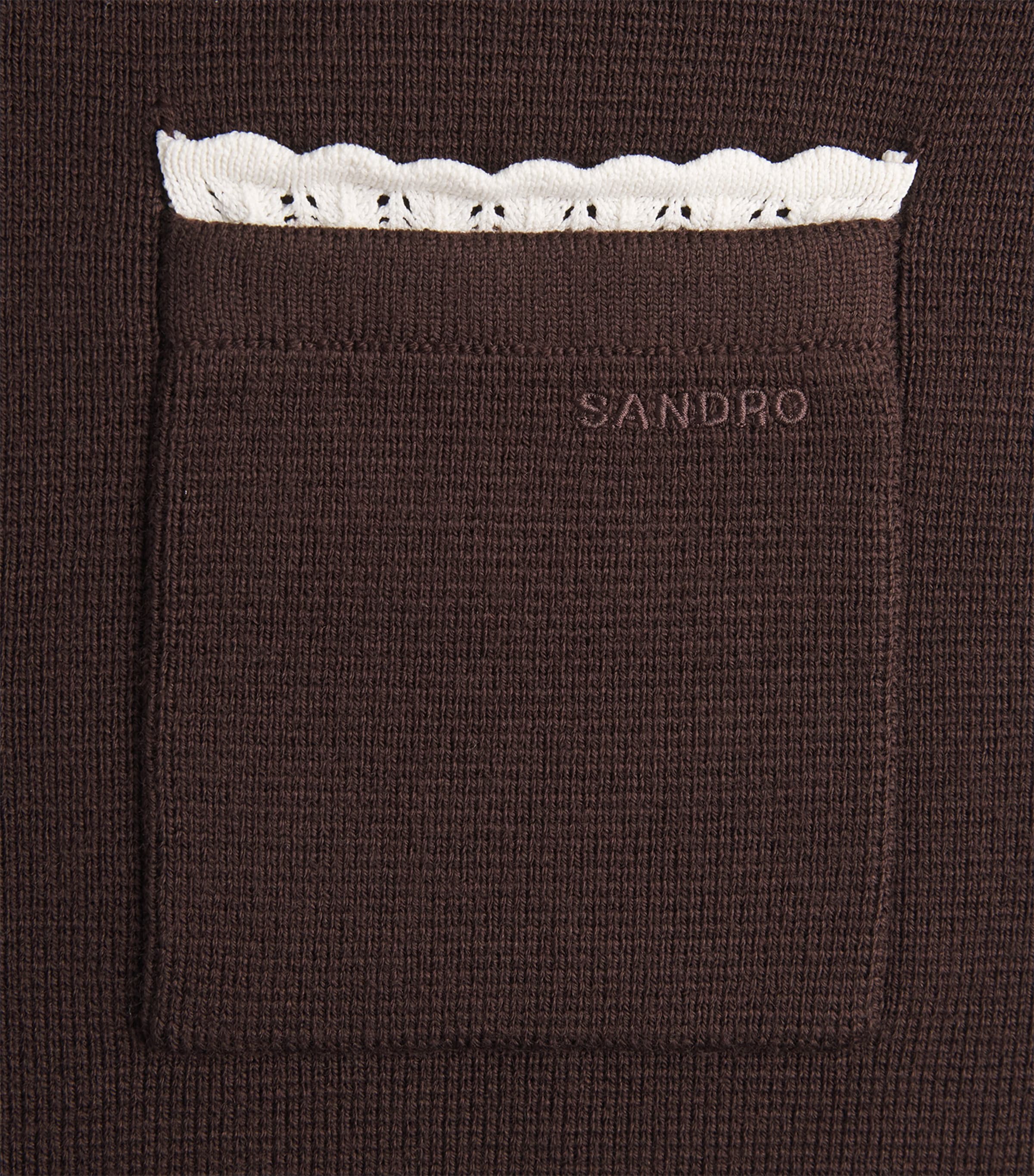 Sandro Paris Womens Lace-Detail Cardigan Brown Image 6