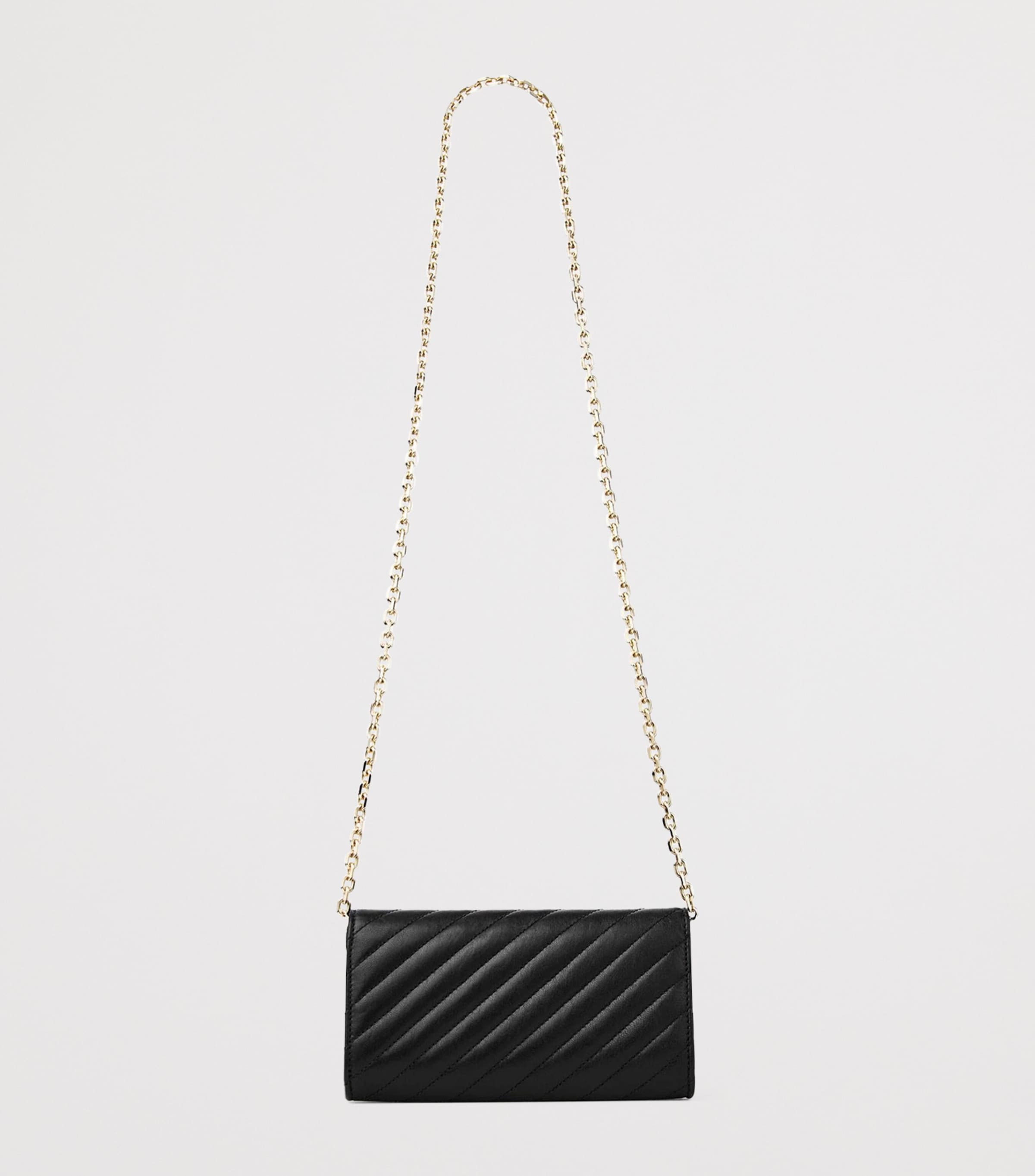 Jimmy Choo Quilted Leather Curve Chain Wallet Black/shiny Gold Image 4