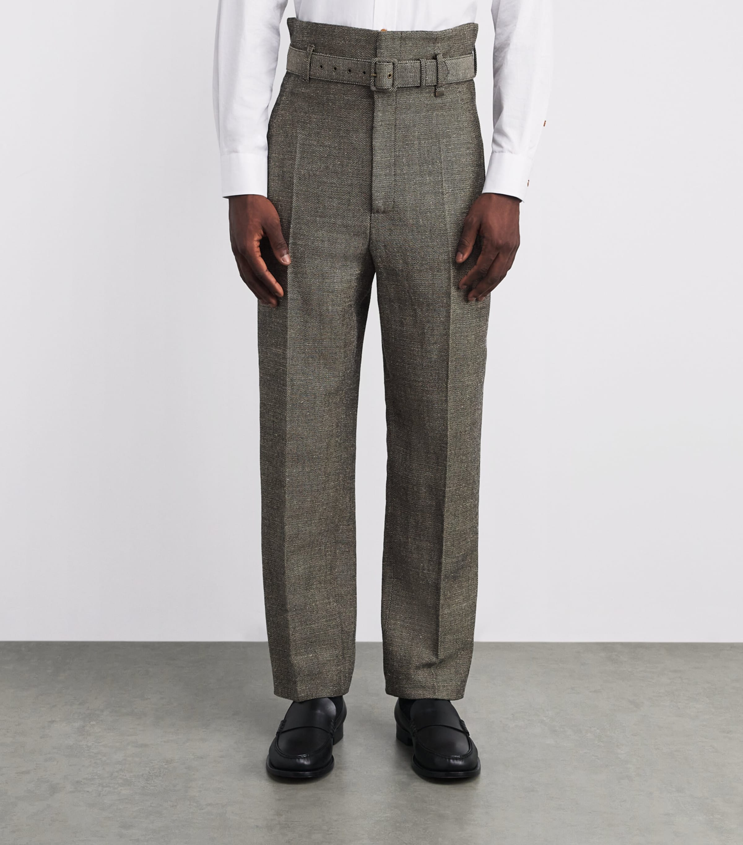 Wool Corset-Detail Trousers C403 BLACK/BEIGE Image 3