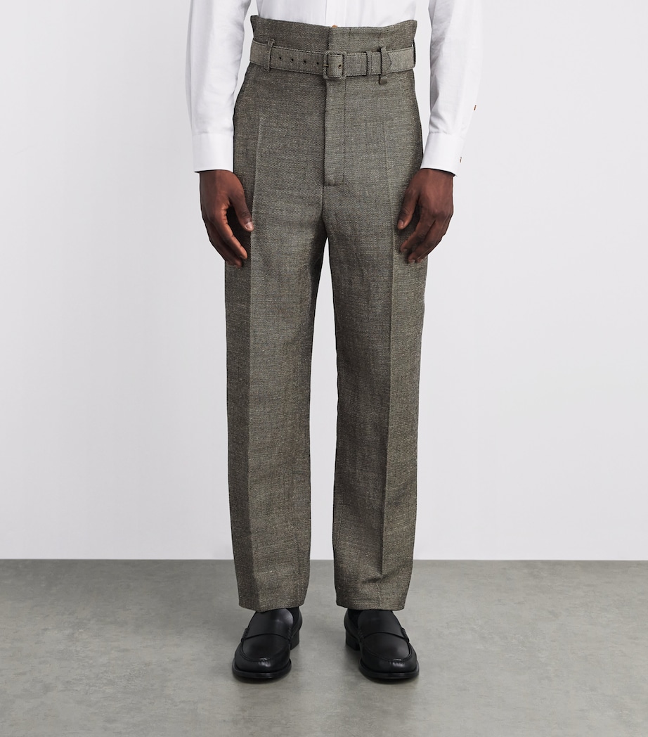 Wool Corset-Detail Trousers C403 BLACK/BEIGE Image 3