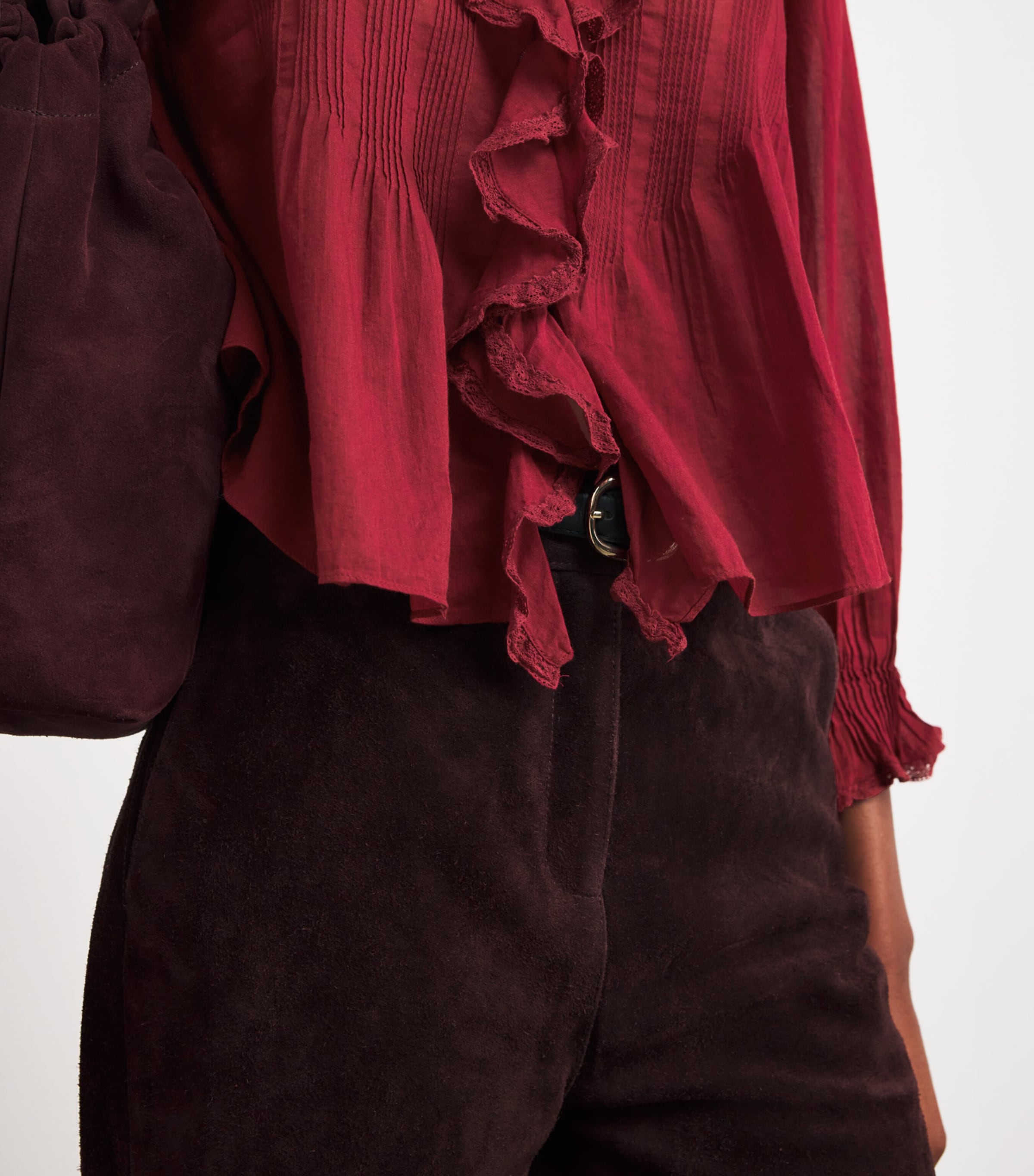 Organic Cotton Ruffled Hardy Blouse DEEP CRIMSON Image 6
