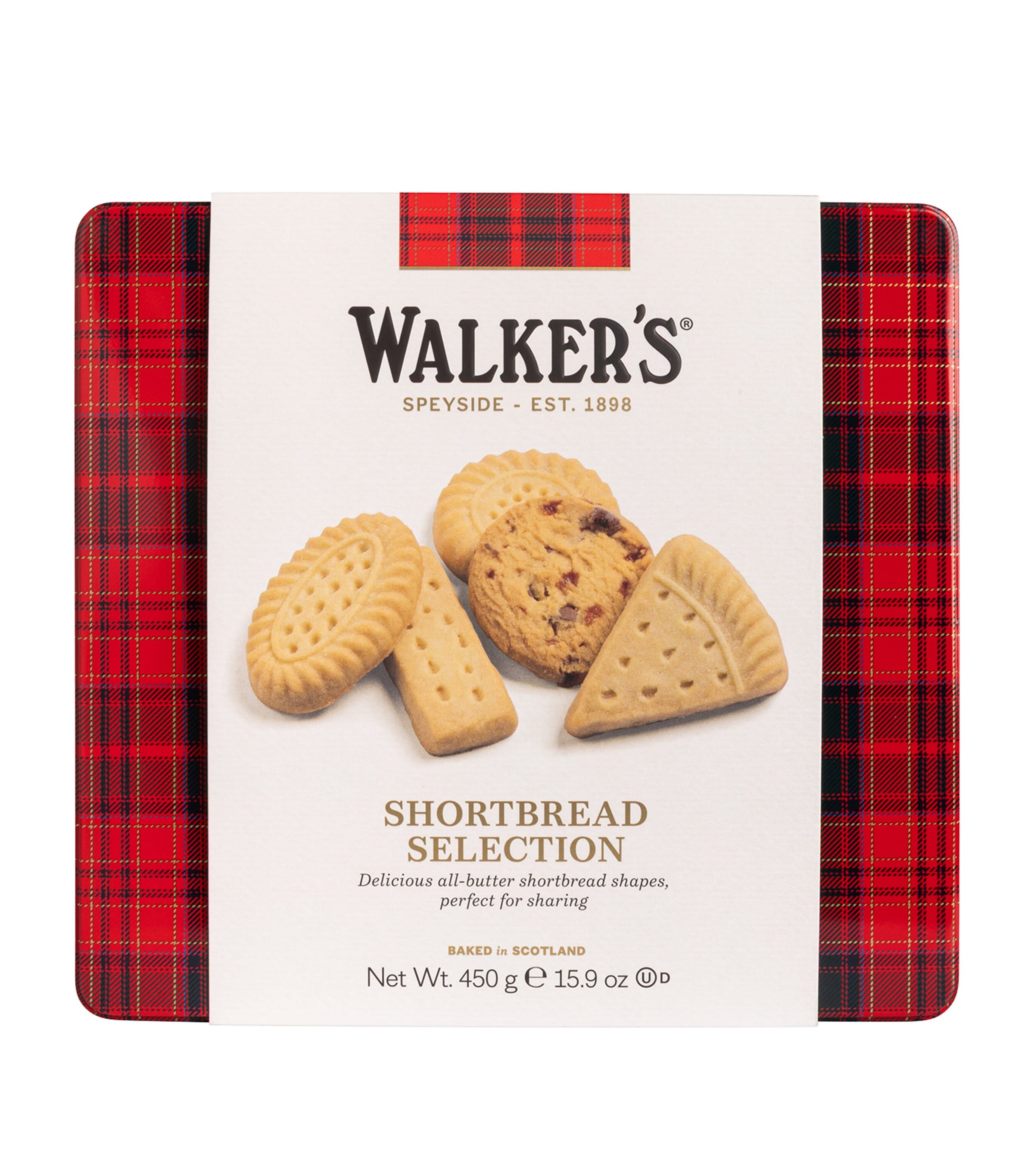 Square Shortbread Assortment Tin with Chocolate and Salted Caramel 450g