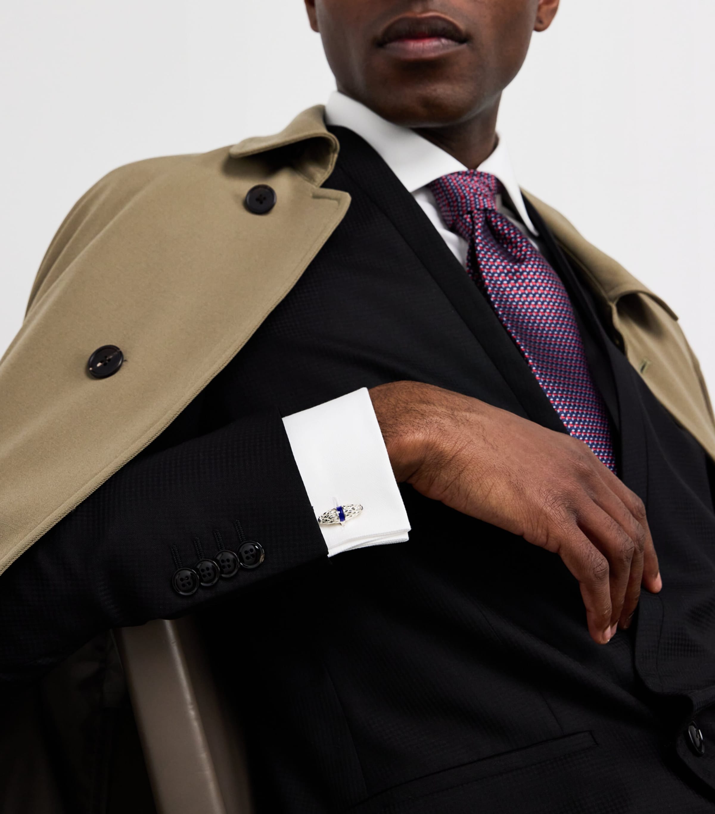 Sterling Silver Sapphire-Trim Cufflinks BLUE Image 2