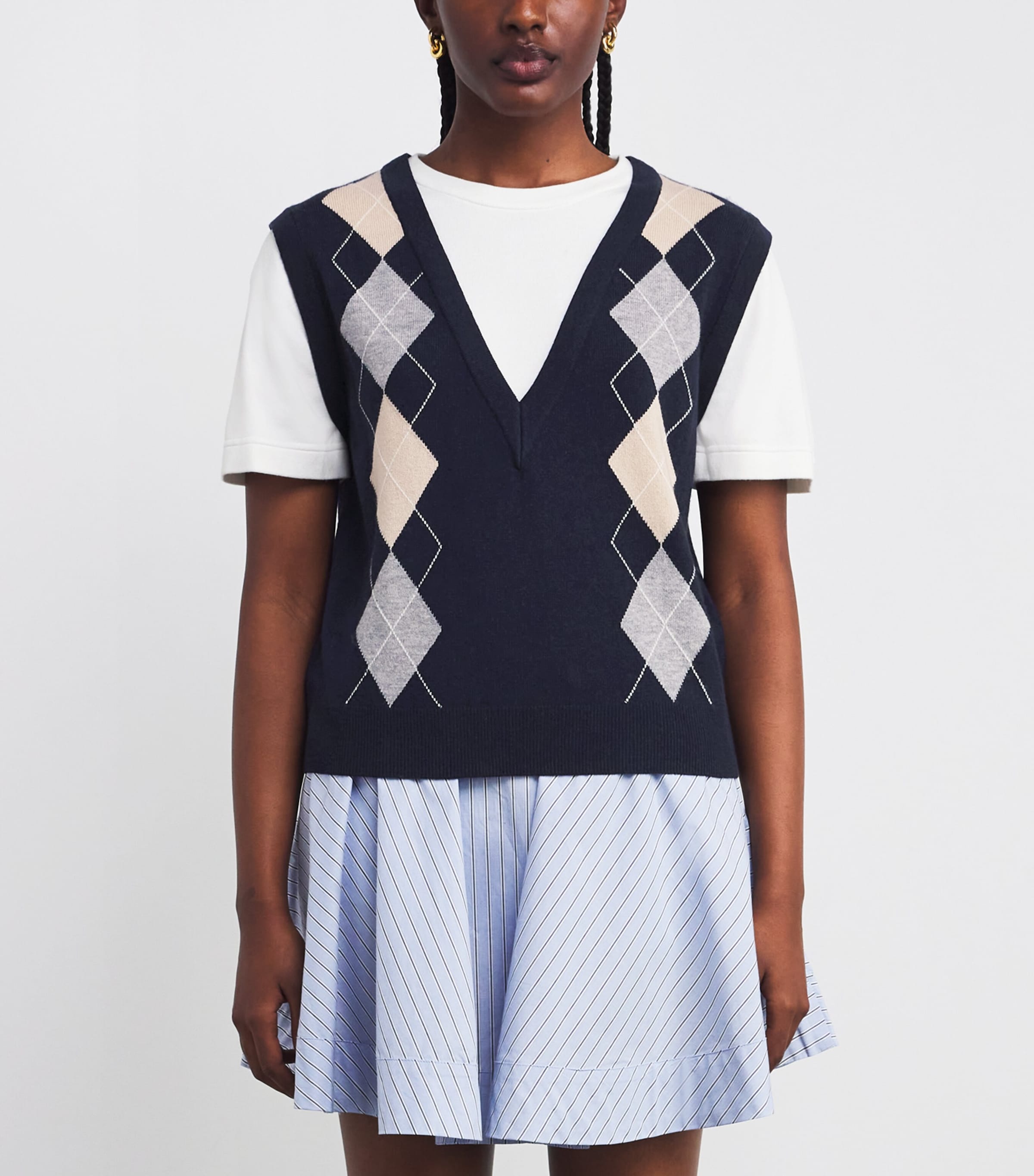 Wool-Cashmere Layered Sweater NAVY BLUE Image 3