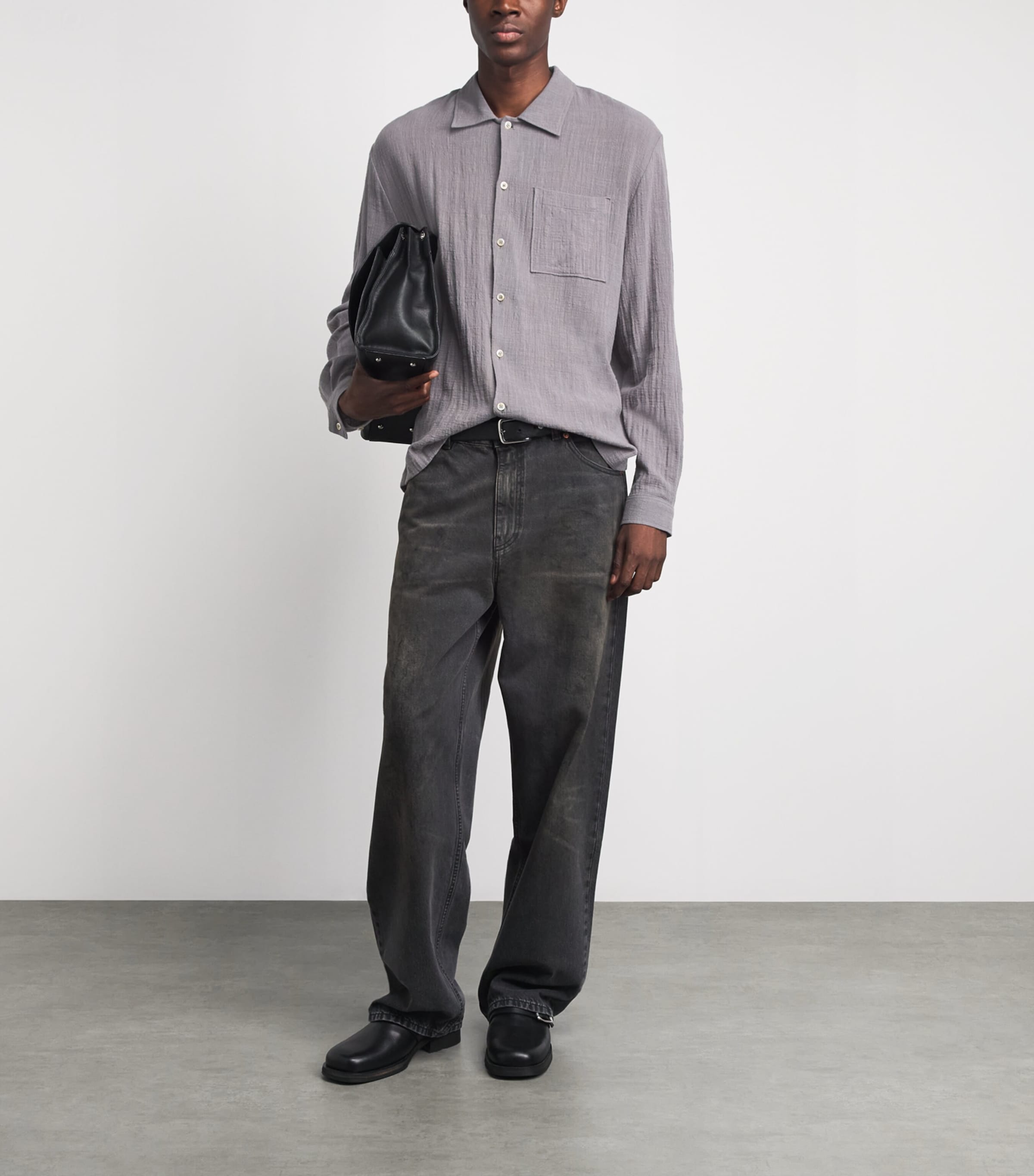 Séfr Mens Cotton Everyday Shirt Grey Image 2