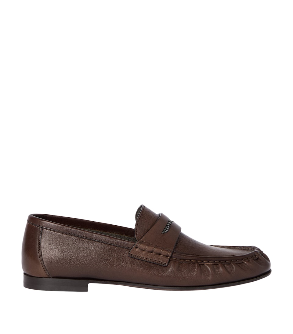 Brunello Cucinelli Leather Embellished Loafers