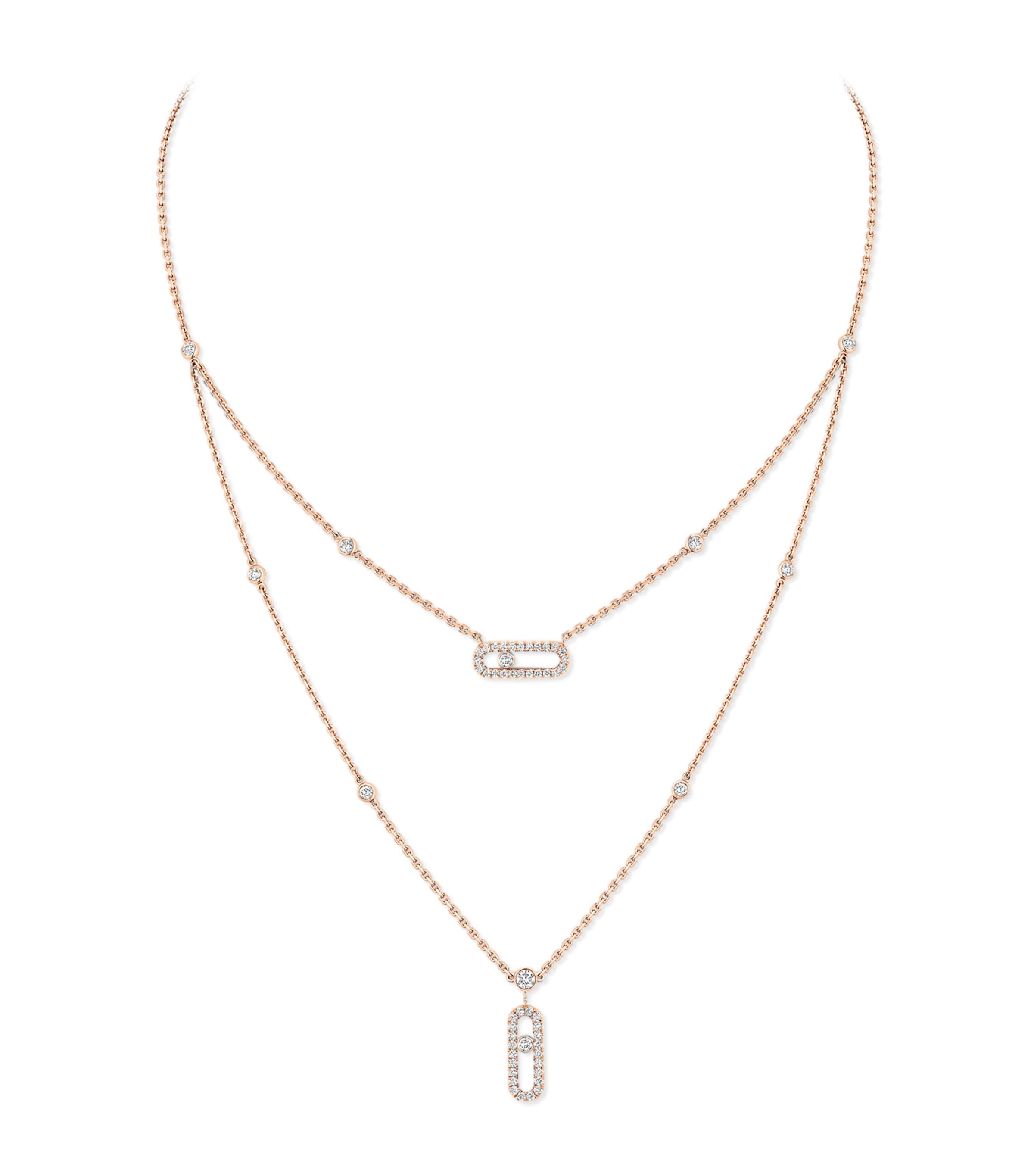 Messika Move Uno Pink Gold and Diamond Pavé Necklace (0.60ct) Pink Gold Image 1