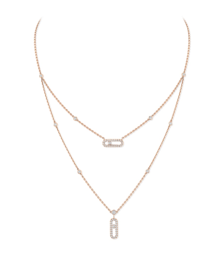 Messika Move Uno Pink Gold and Diamond Pavé Necklace (0.60ct) Pink Gold Image 1