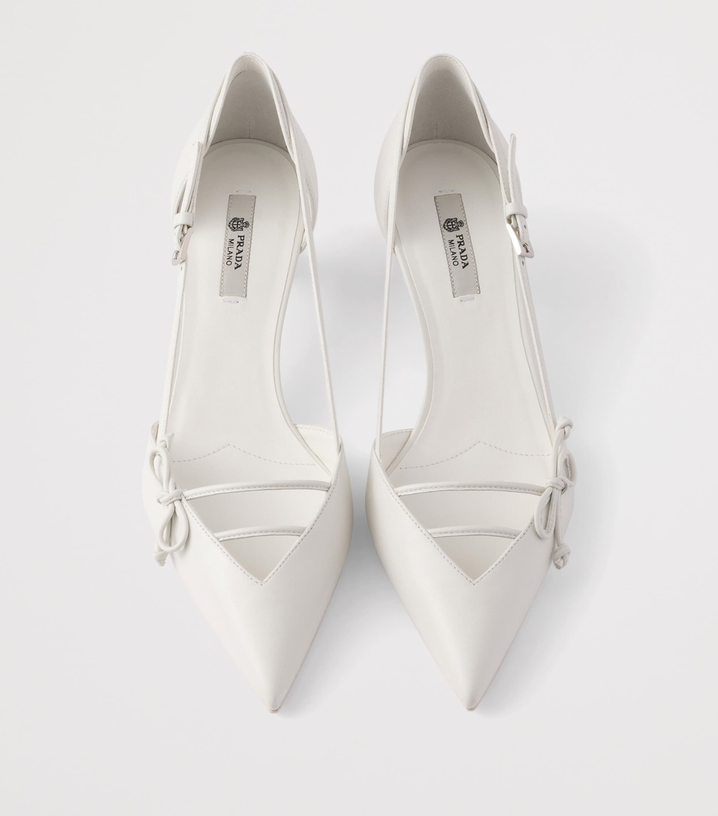 Prada Leather Open-Side Pumps 45 White Image 3
