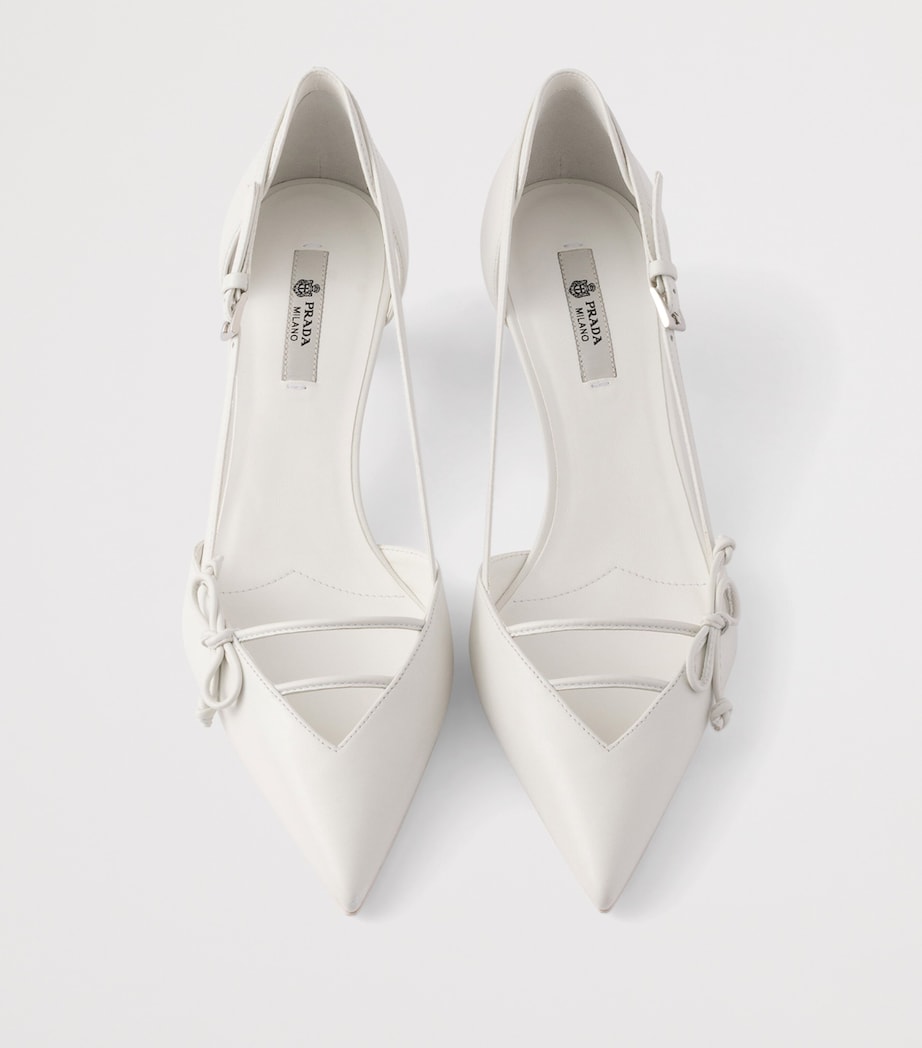 Prada Leather Open-Side Pumps 45 White Image 3