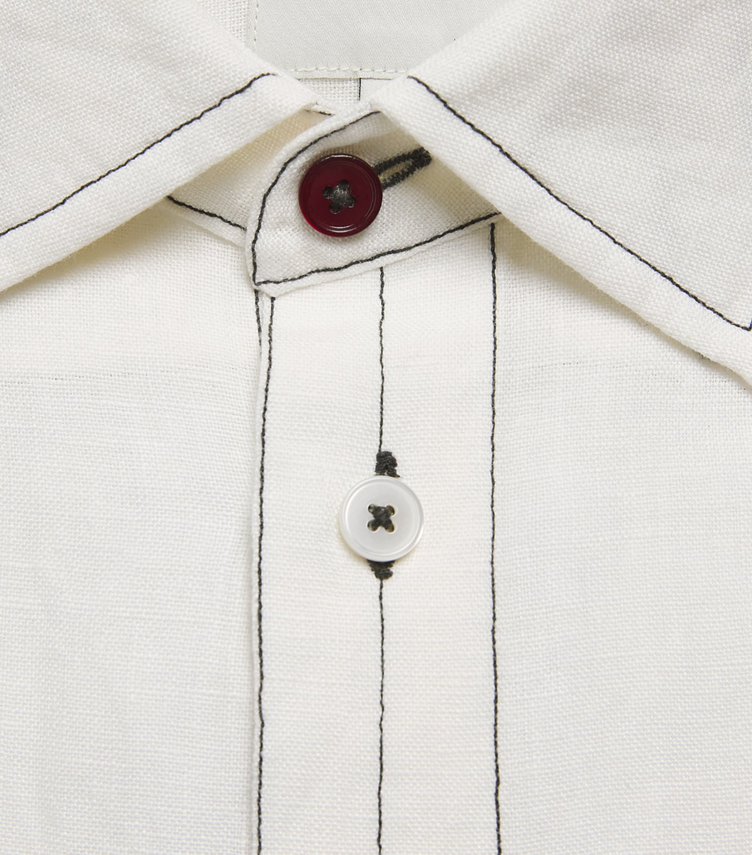 Paul Smith Mens Linen Contrast-Stitch Shirt Image 6