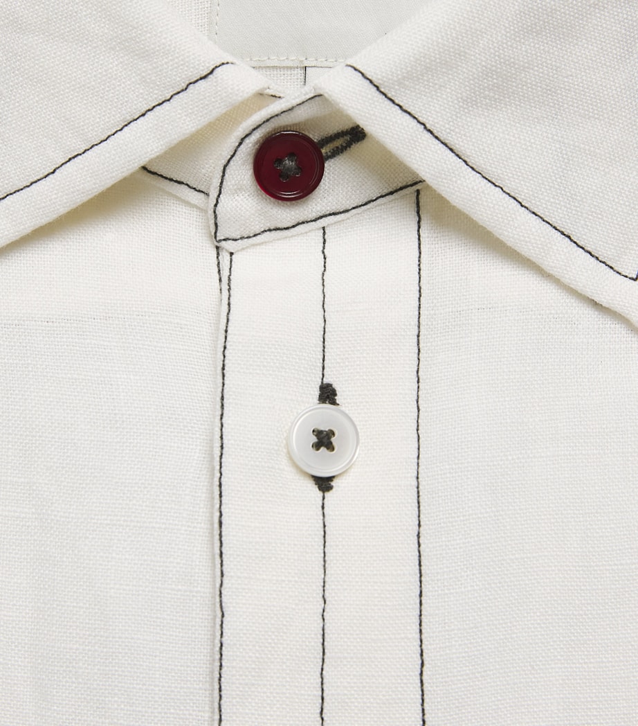 Paul Smith Mens Linen Contrast-Stitch Shirt Image 6