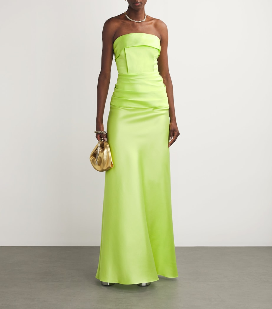 Sandra Mansour Womens Satin Illuminated Illusion Gown Pistachio Image 2