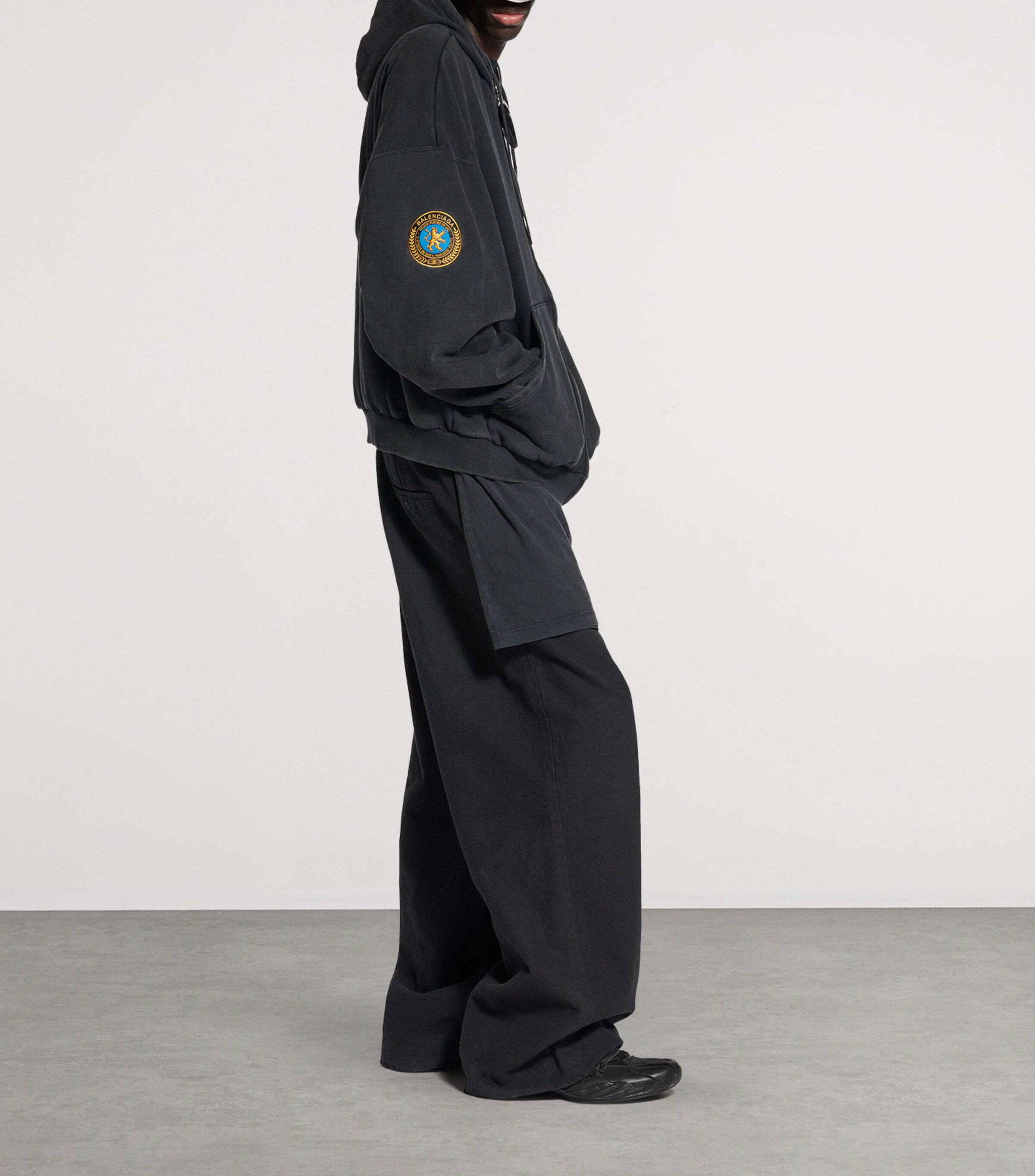 Balenciaga Mens Cotton Uniform Patch Hoodie Image 6