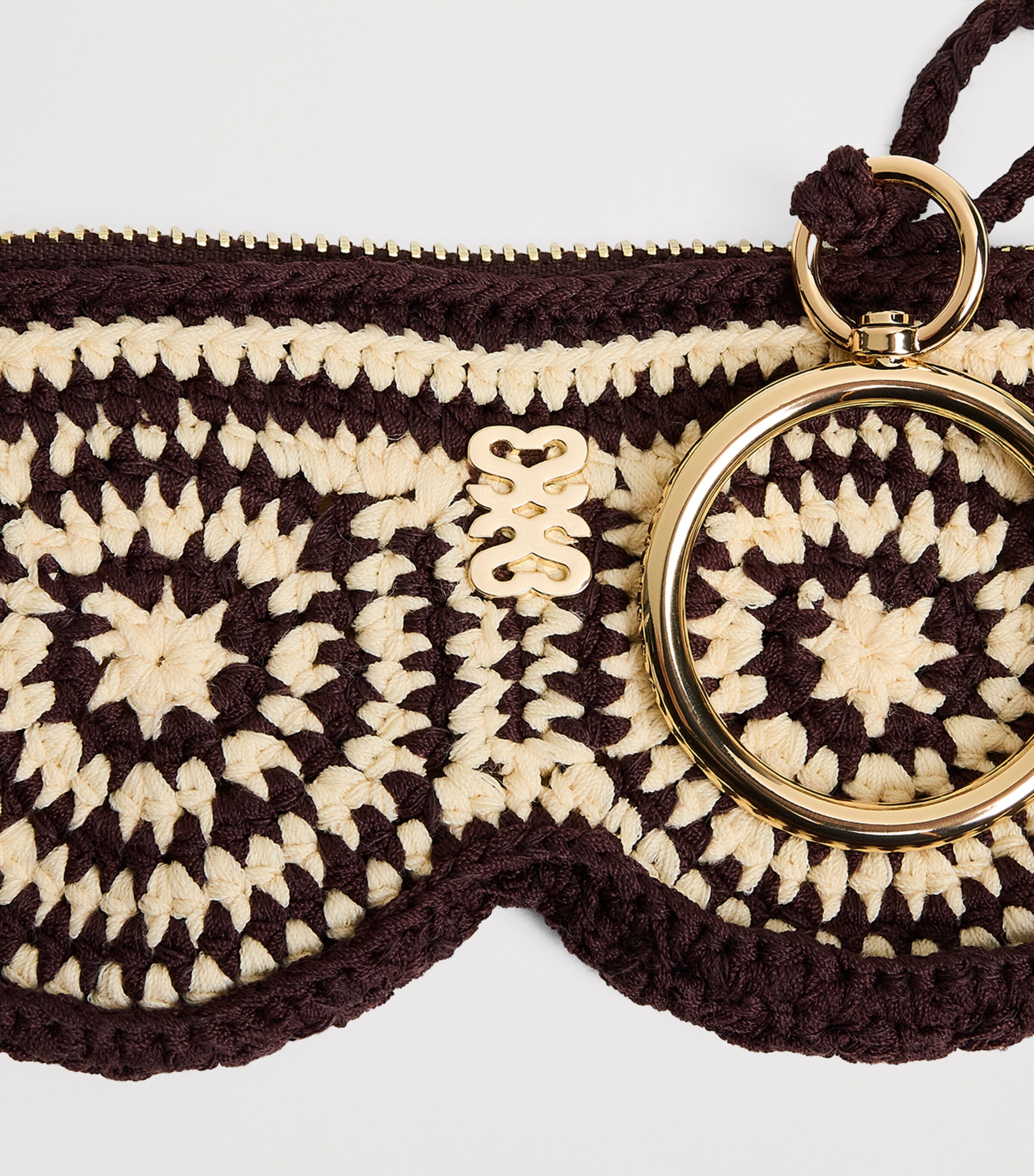 Sandro Paris Crochet Glasses Case Ecru / Brown Image 2