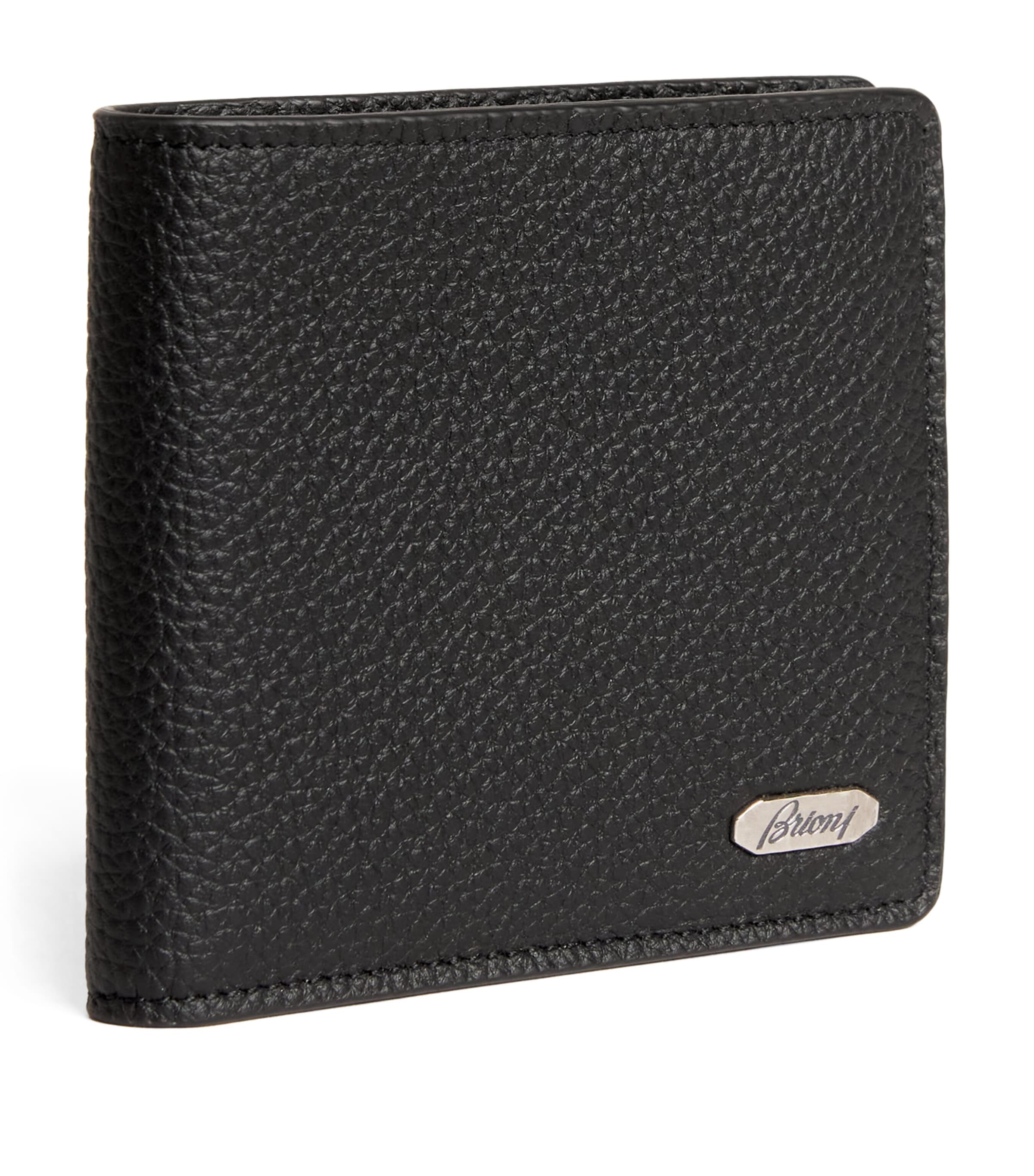 Brioni Leather Metal-detail Wallet In Black