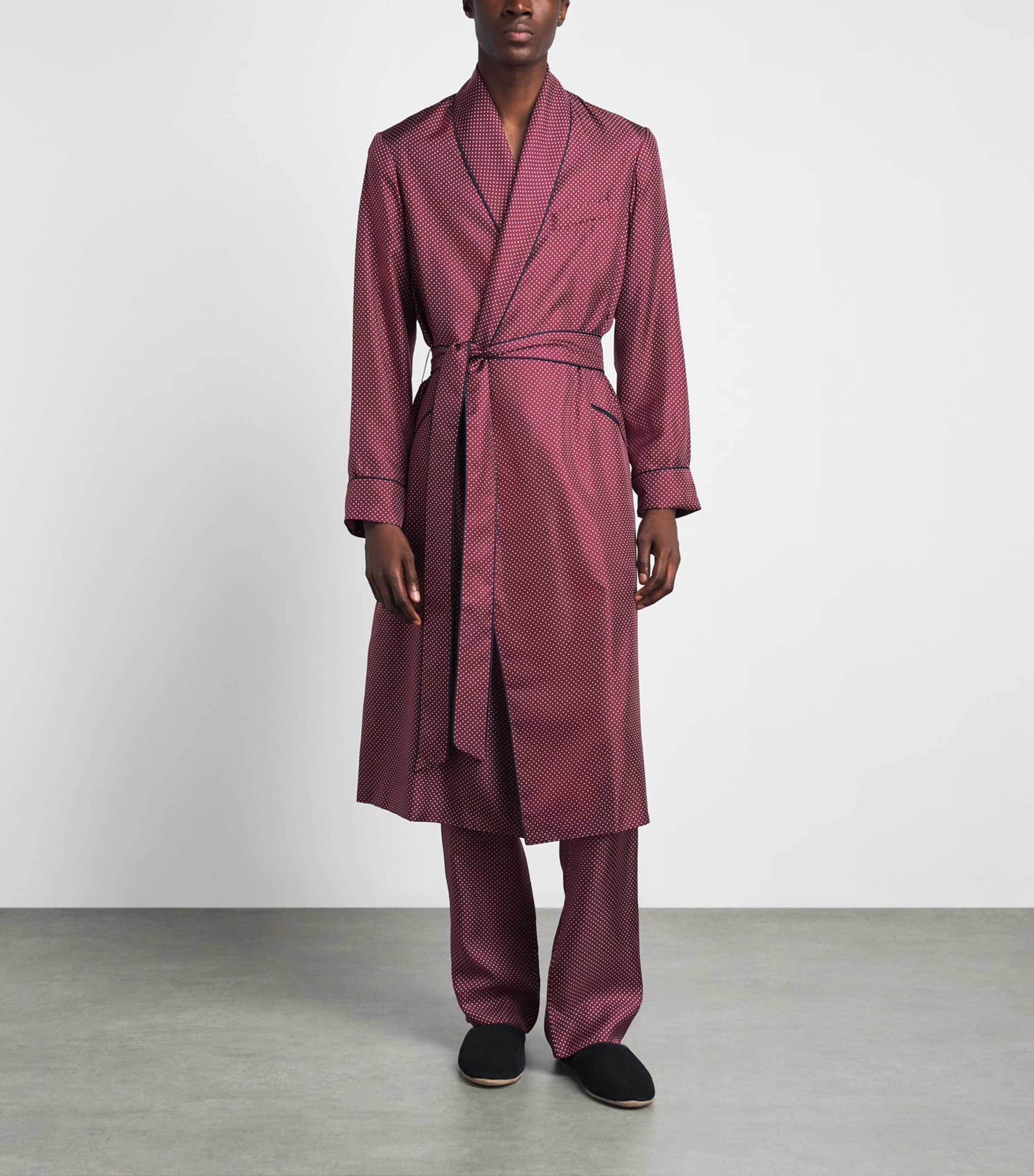 Olivia von Halle Mens Silk Twill Polka Dot Mescal Robe Bastien Image 2