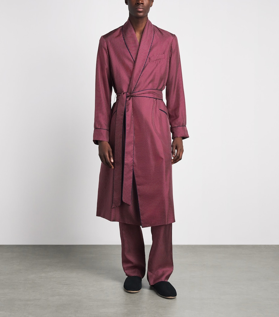 Olivia von Halle Mens Silk Twill Polka Dot Mescal Robe Bastien Image 2