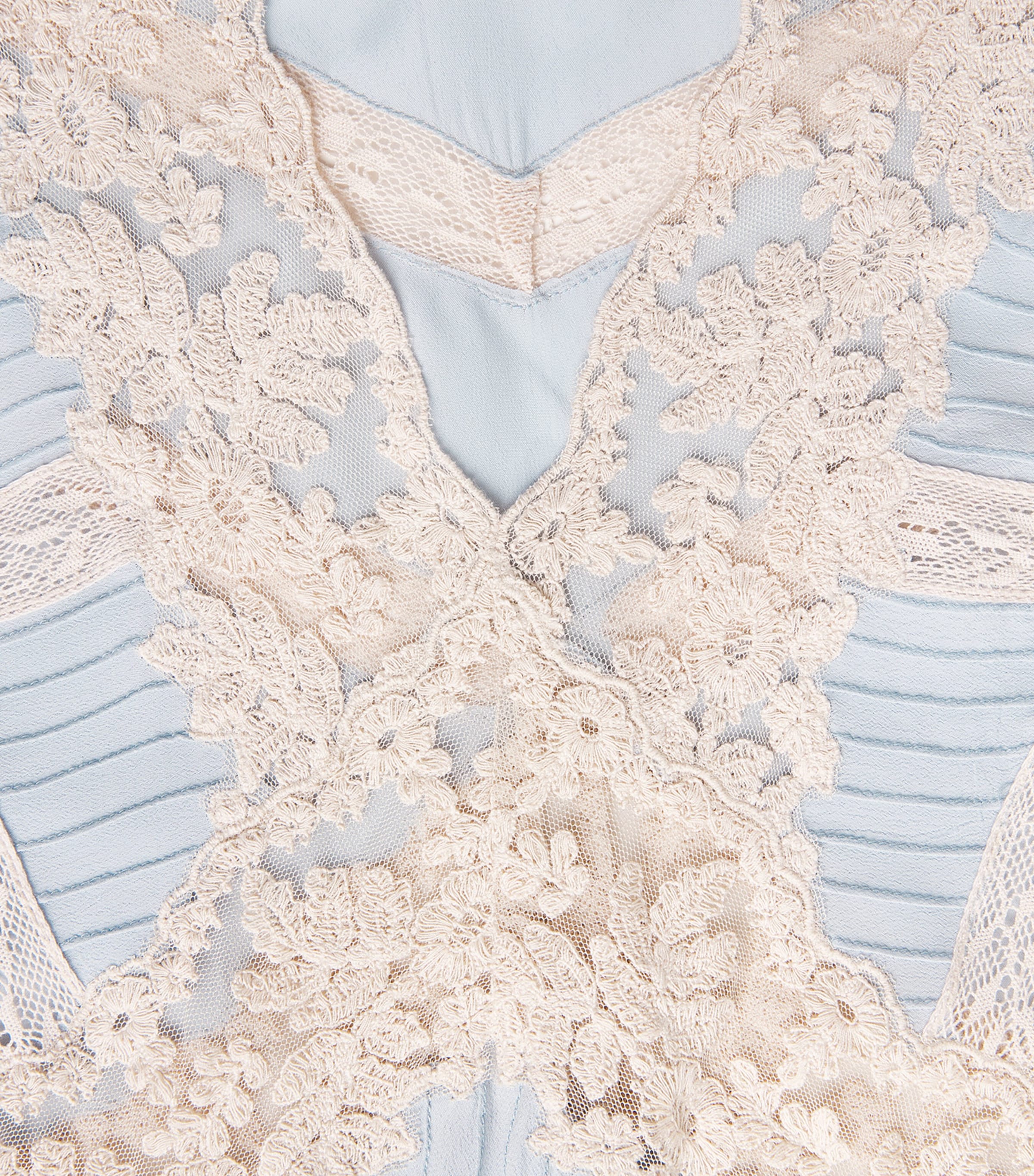 Rixo Womens Lace-Detail Vittoria Top Bluebell Image 6