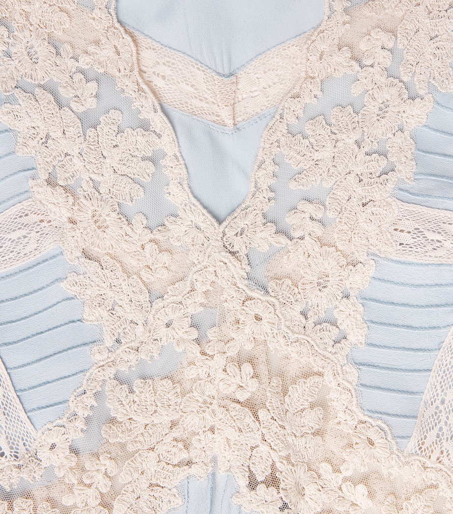 Rixo Womens Lace-Detail Vittoria Top Bluebell Image 6