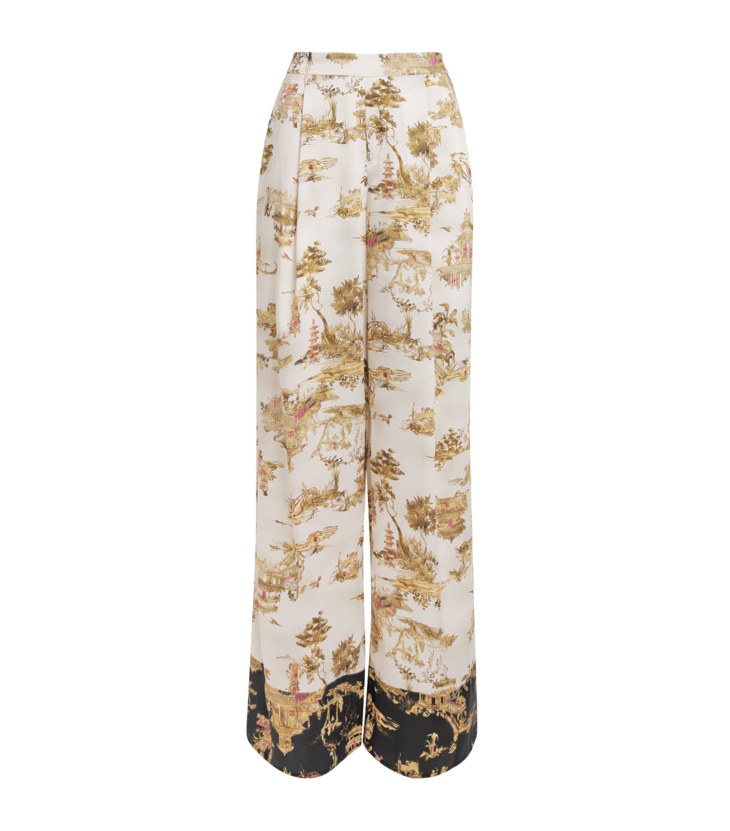 L'agence Pleated Tavia Wide-leg Trousers In White