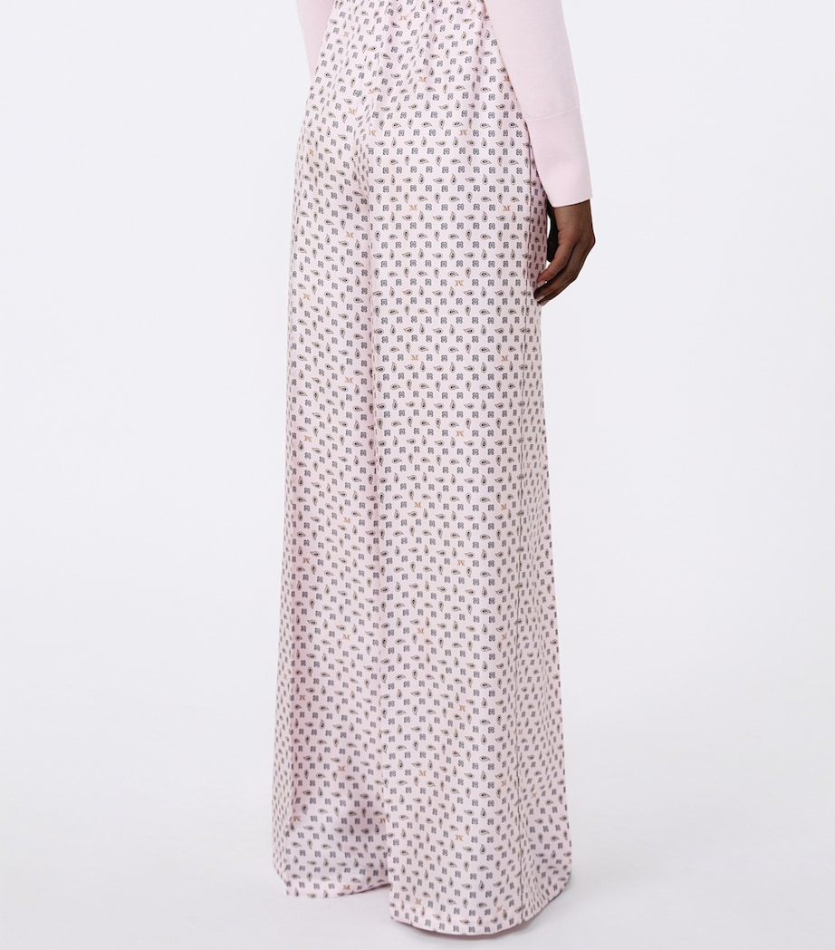 Silk Twill Printed Wide-Leg Trousers PINK Image 4