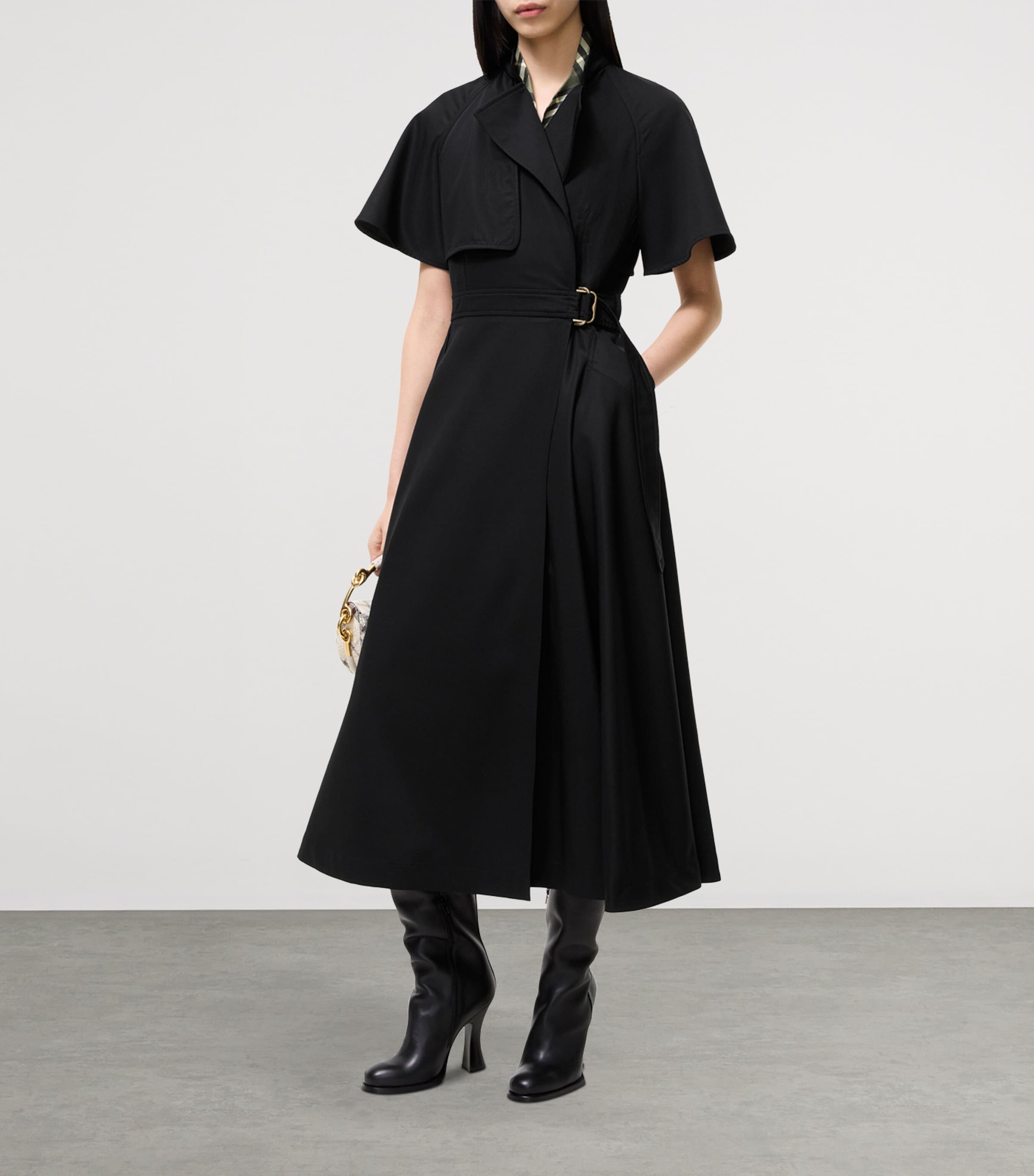 Burberry Womens Wool Twill Midi Wrap Dress Black Image 2