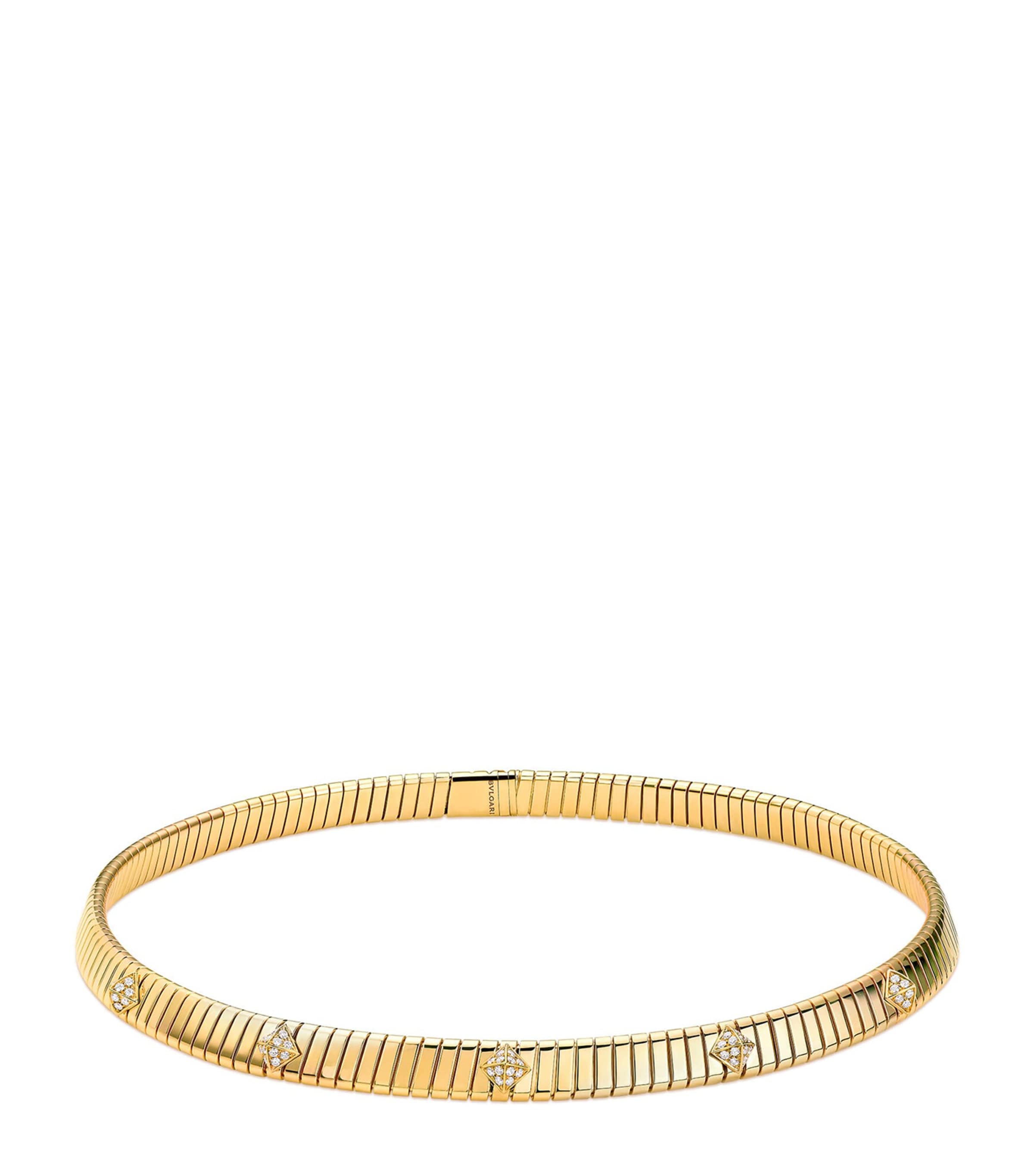 Bvlgari Yellow Gold And Diamond Tubogas Necklace