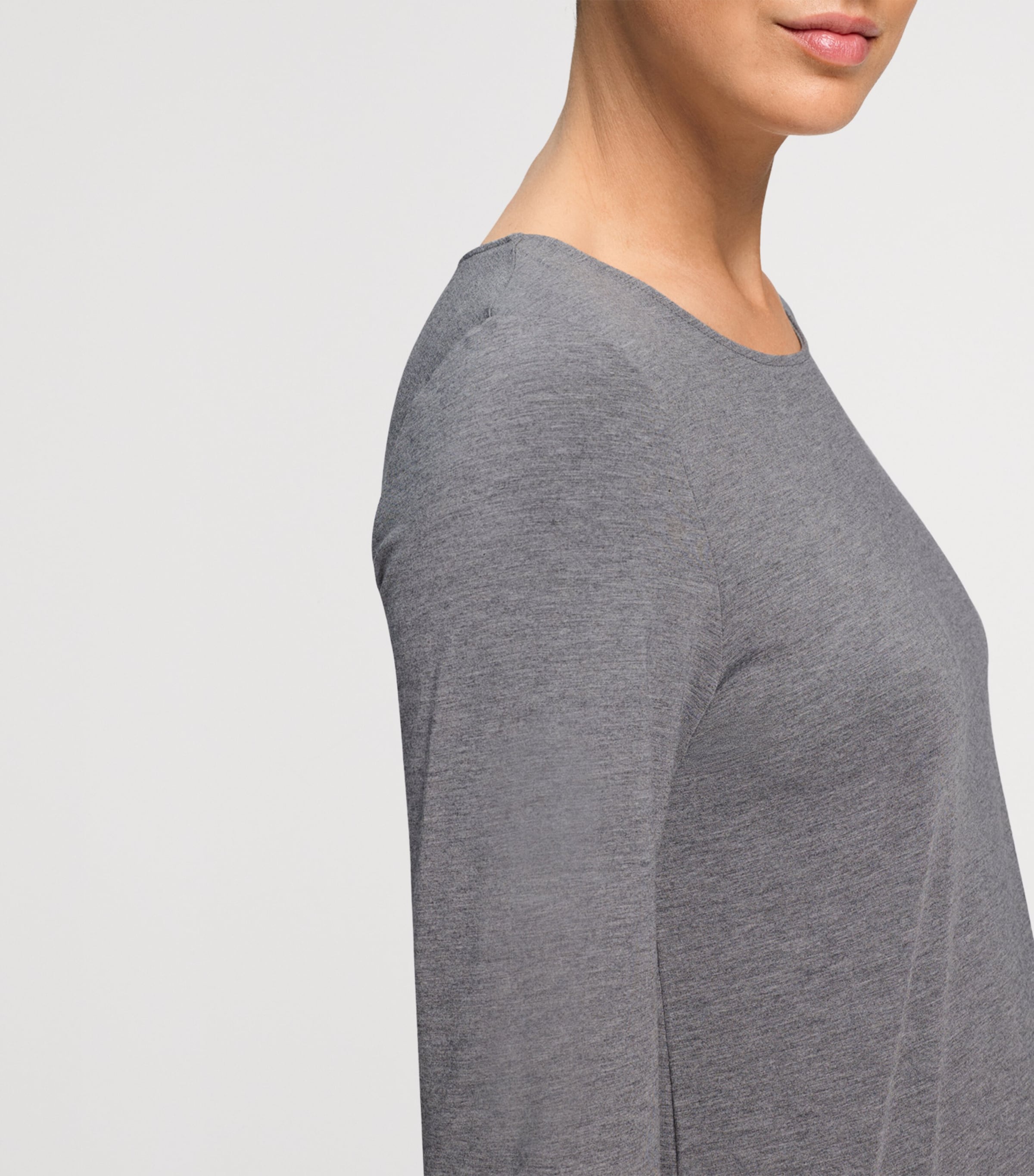 Hanro Womens Natural Elegance T-Shirt Stone Melange Image 6