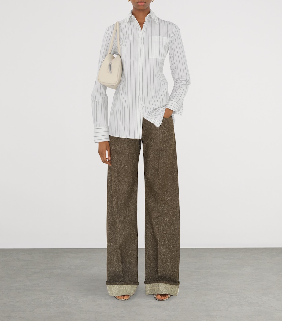 Cotton Stripe Belted Shirt STRING/COAL Image 6