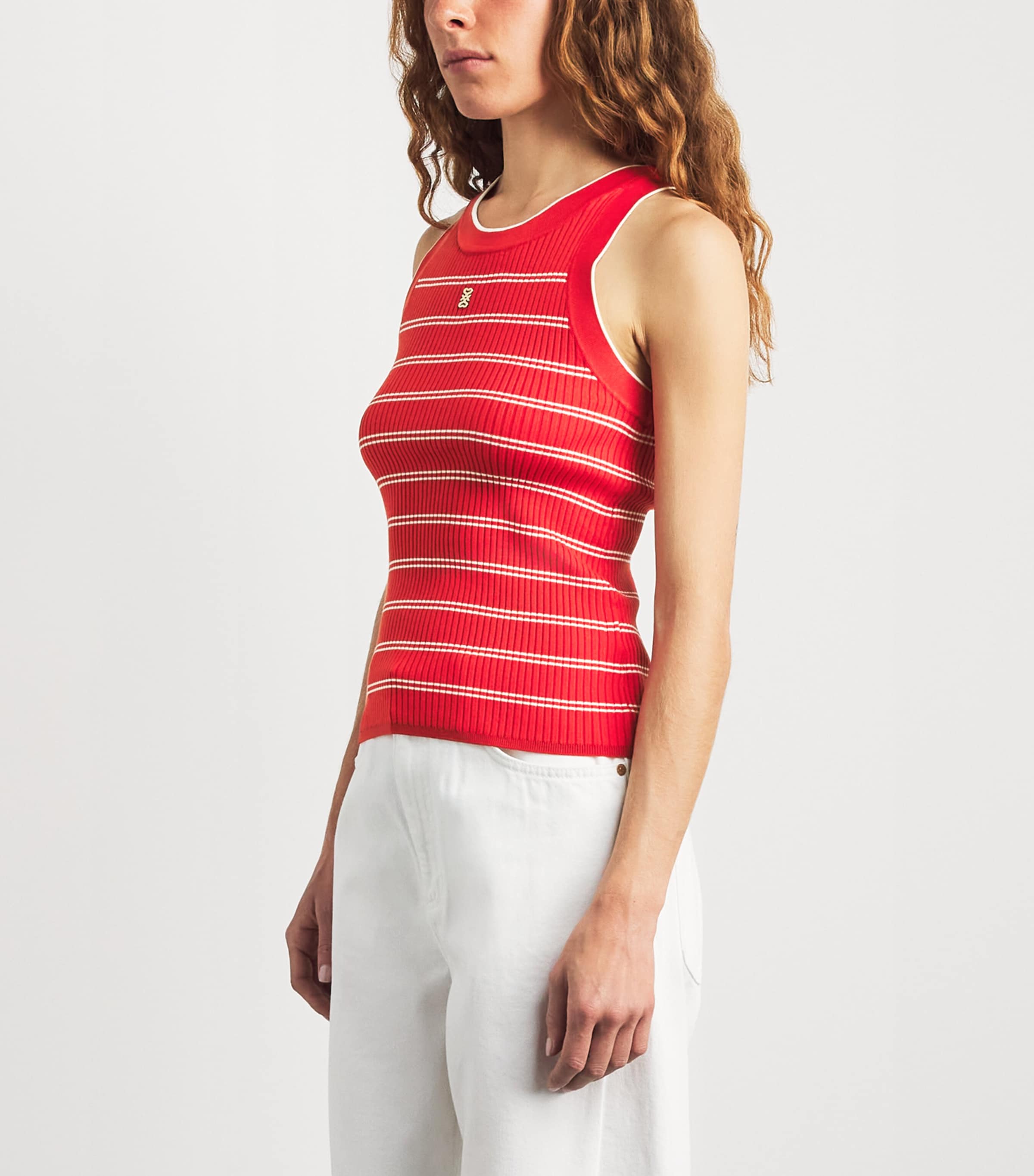Sandro Paris Womens Knit Stripe Tank Top Red Image 4