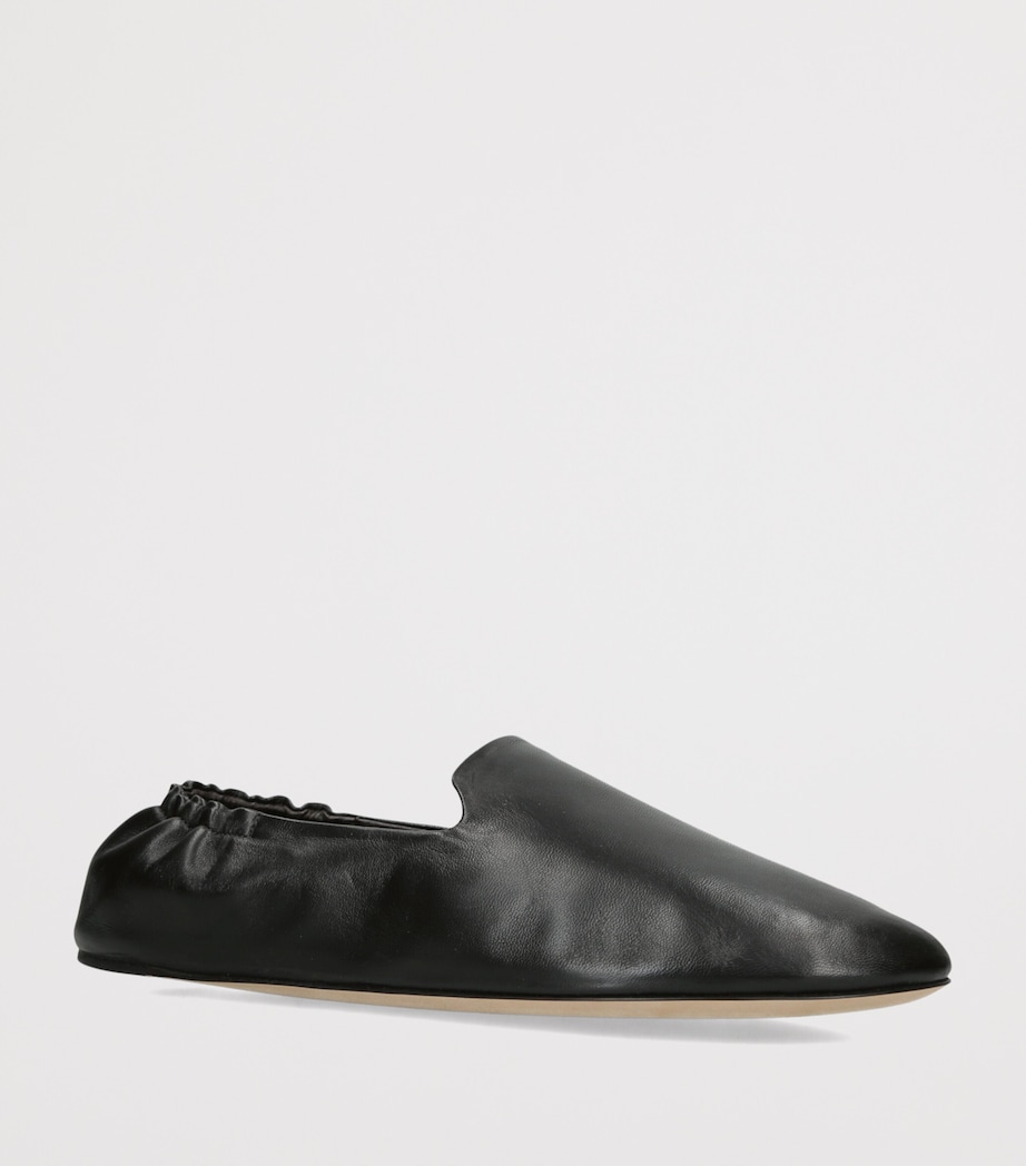 The Row Casa Leather Slippers Black Image 3